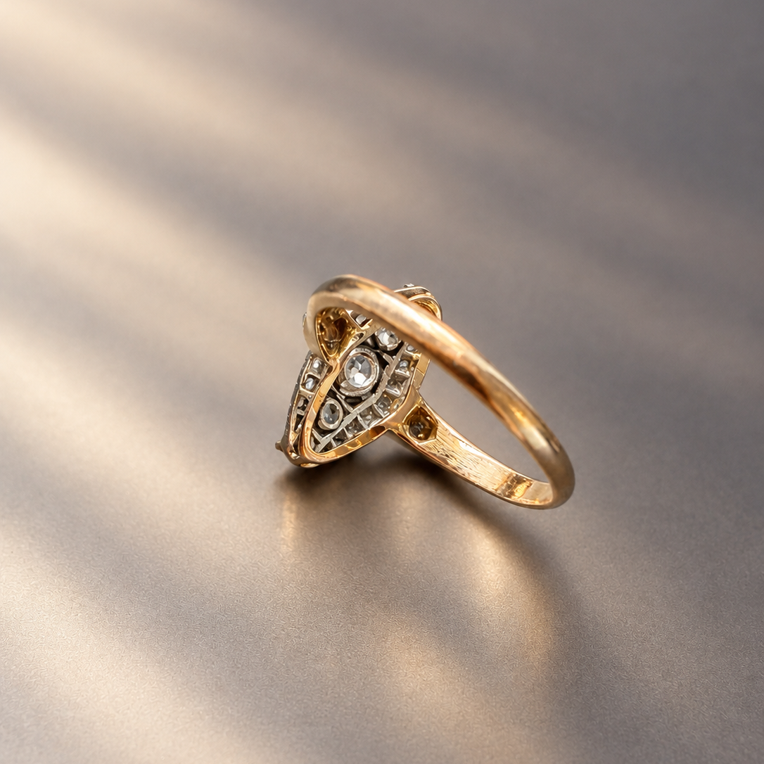 Antique French work 18K gold Diamond Ring 0.75 Carat 