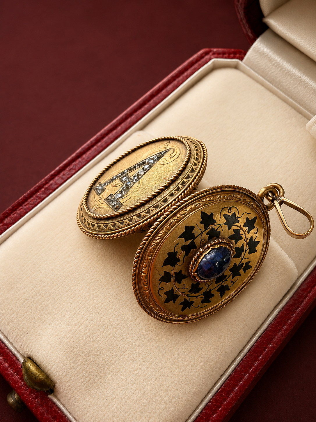 Victorian era double sided 18K diamond “A” Locket