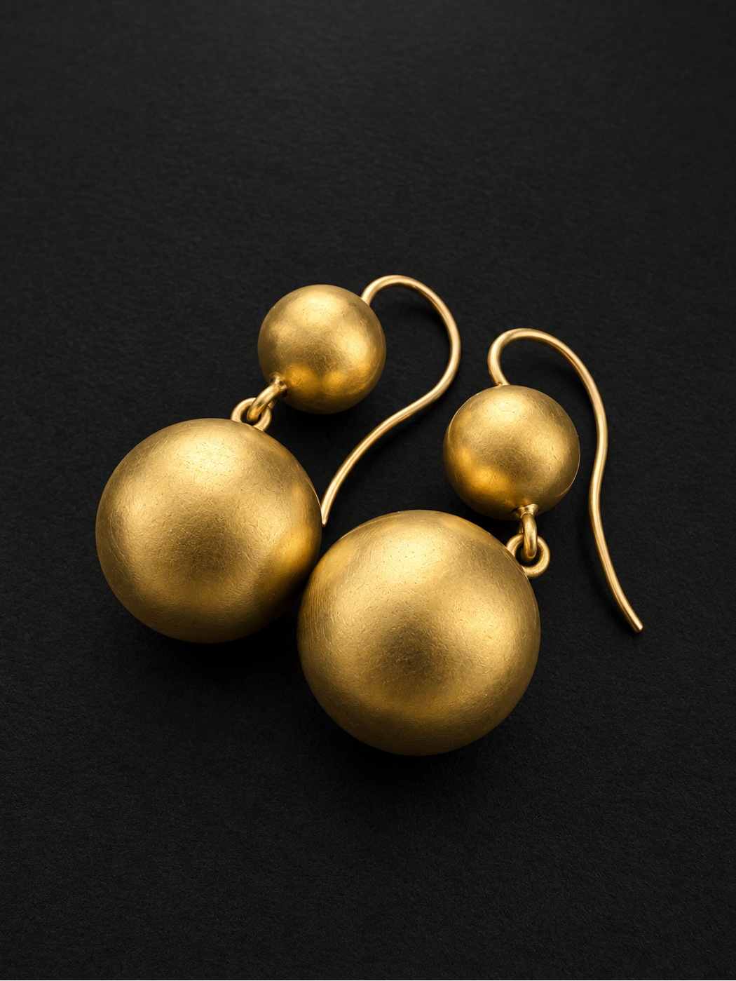 Antique 18K Yellow Gold Double Orb Drop Earrings