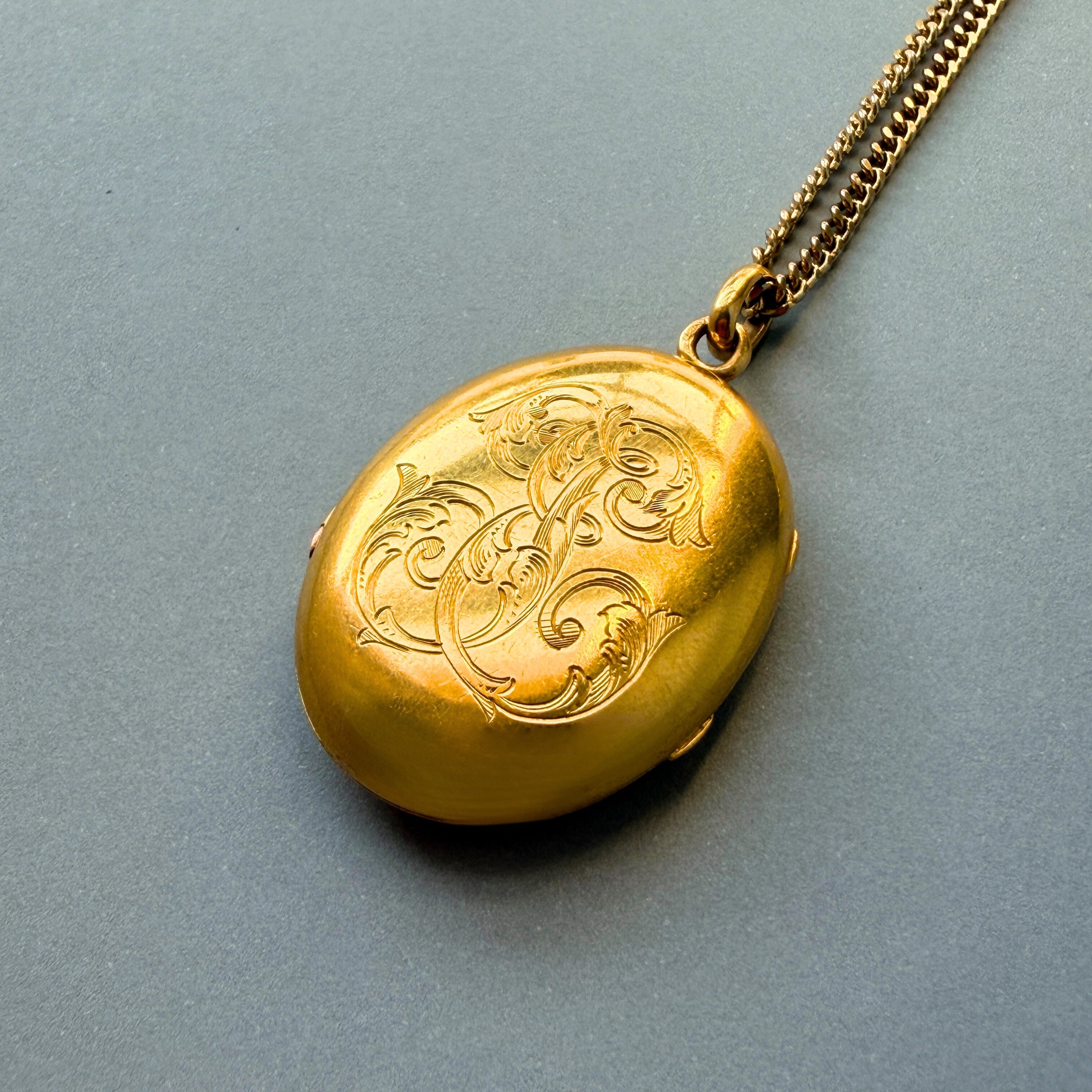 Art Nouveau era 18K Gold “E” and “J” Locket Pendant