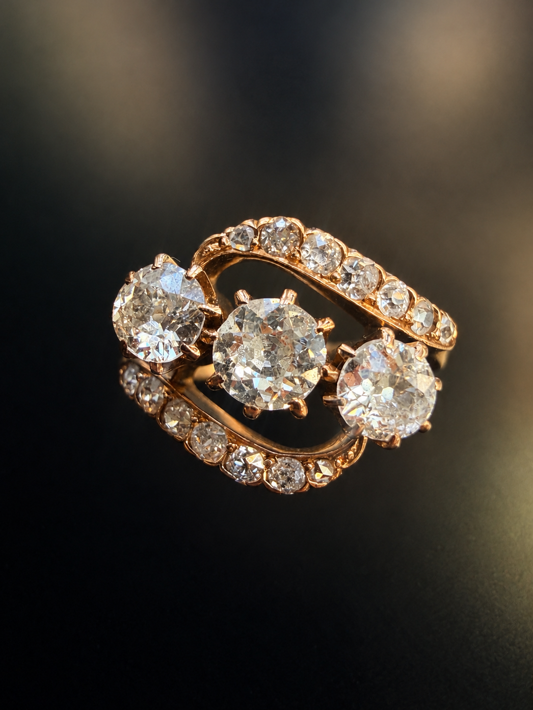 Antique French 18K Gold Old Mine Cut Diamond Ring