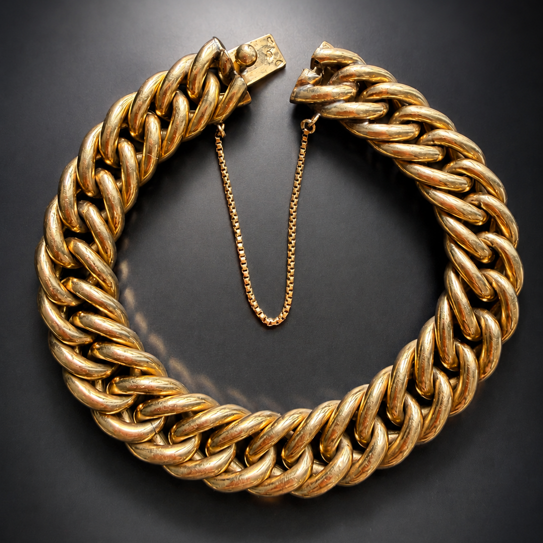 Antique 18K yellow gold curb link bracelet