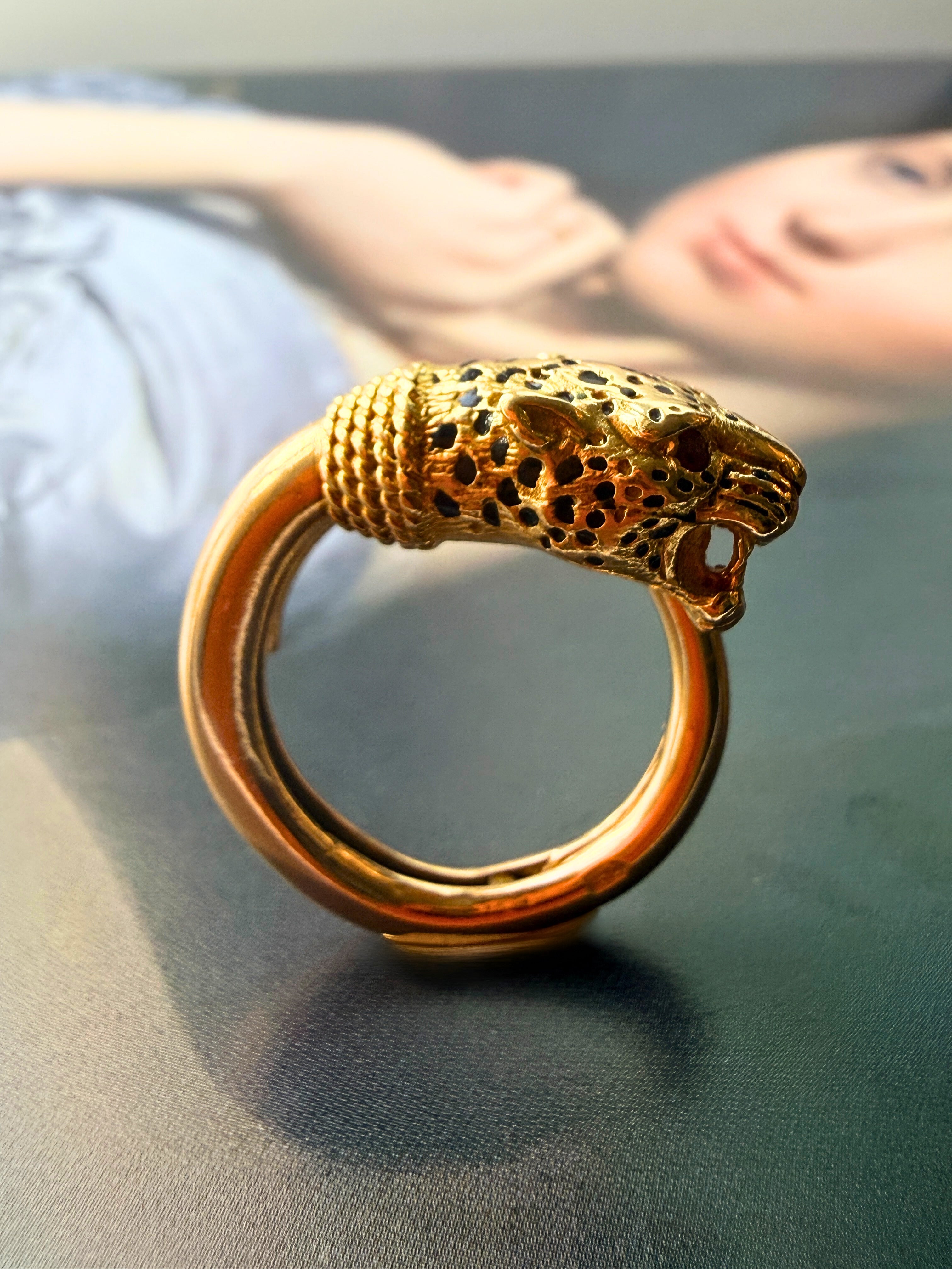 Vintage 18K gold Panther Ring by Gay Frères