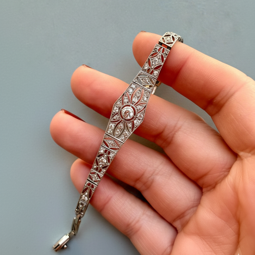 Art Deco era Platinum diamond bracelet