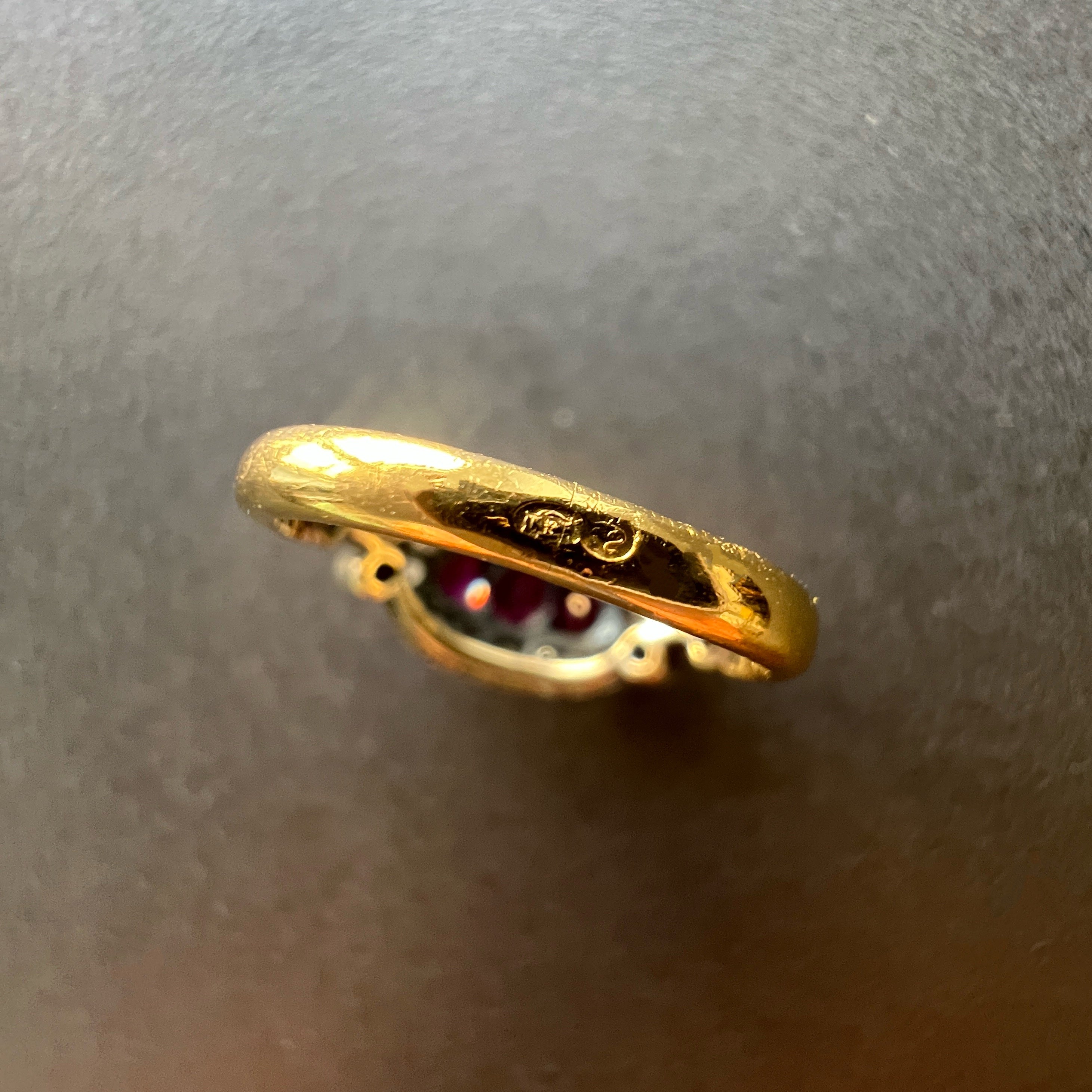 Victorian era 18K gold Pink Sapphire & Diamond Ring