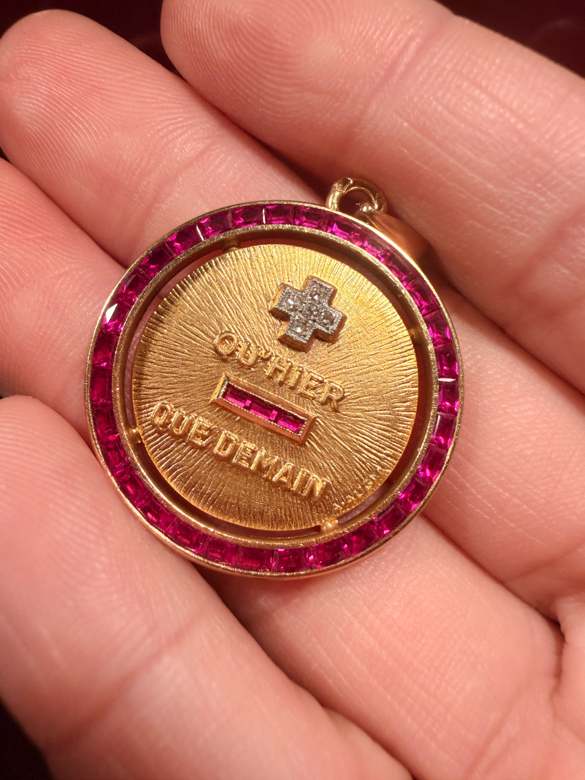 A.Augis 18K gold “more than yesterday less than tomorrow” medal pendant