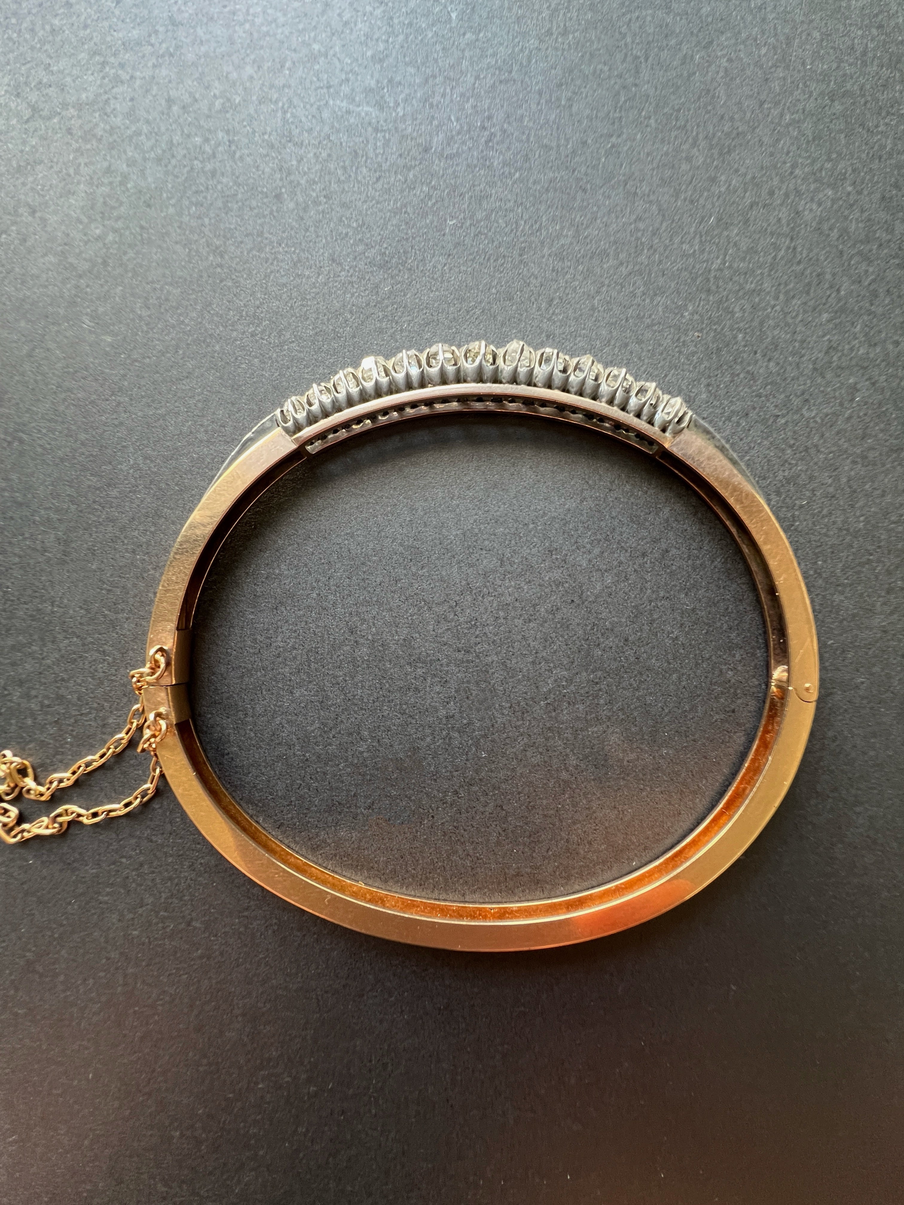 Victorian era rose cut diamond bangle bracelet