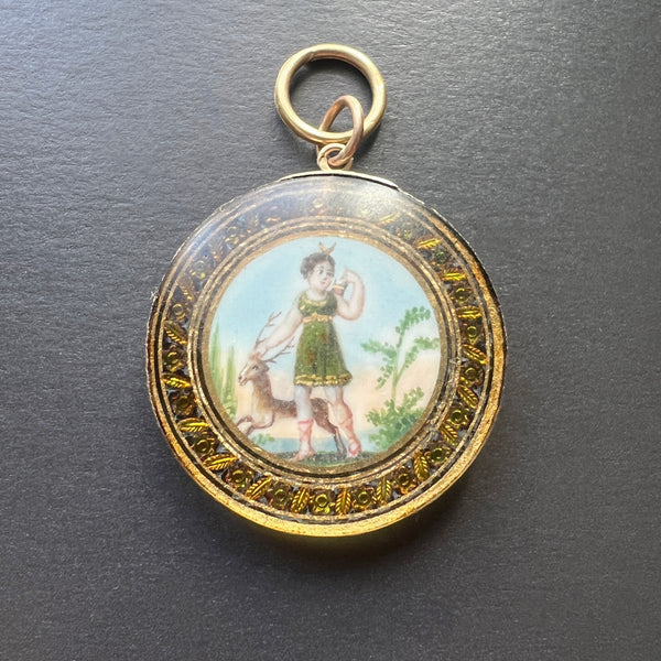 Reserved - Antique 18K Gold Diana Hunter and the deer pendant