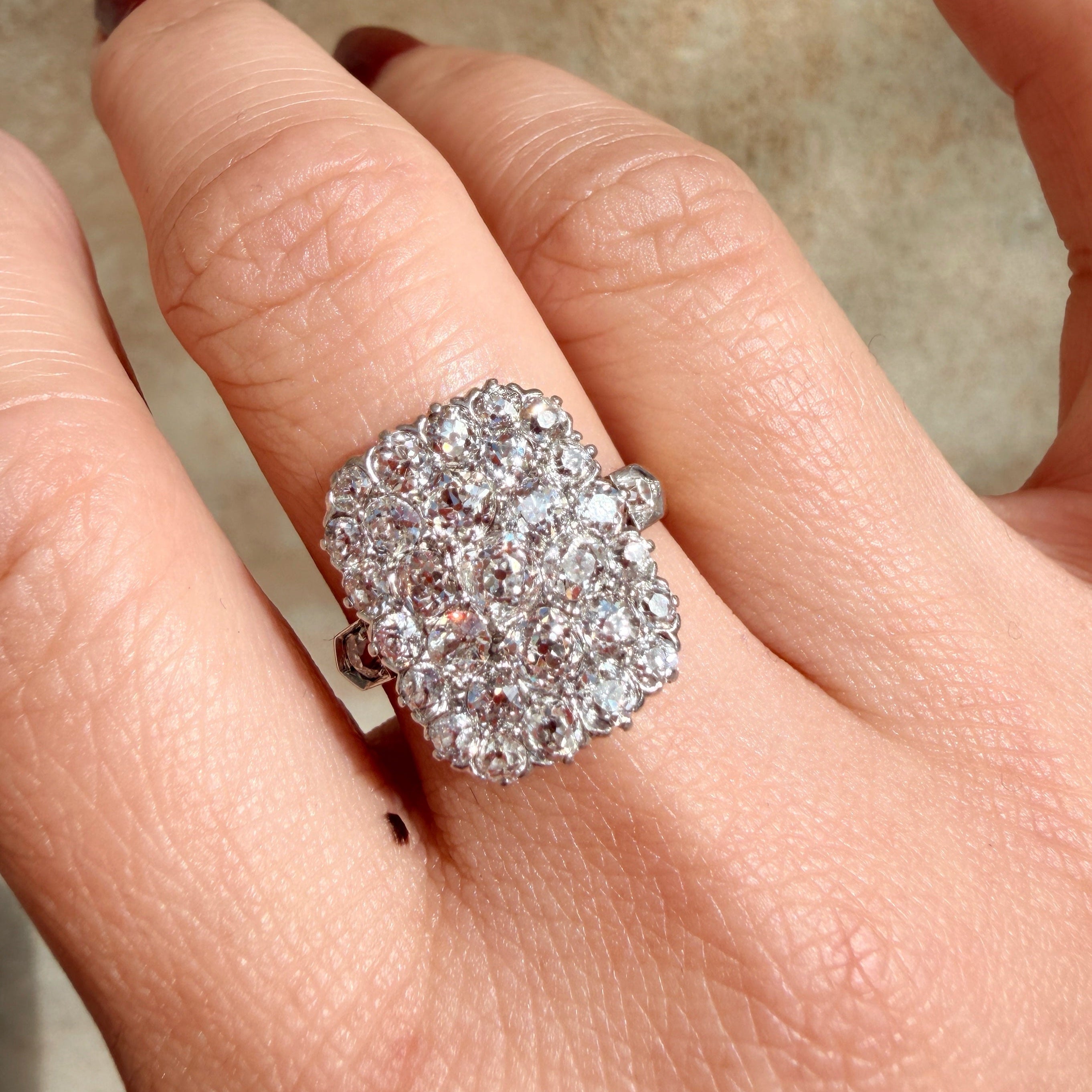 Art Deco 18K gold old mine cut diamond ring