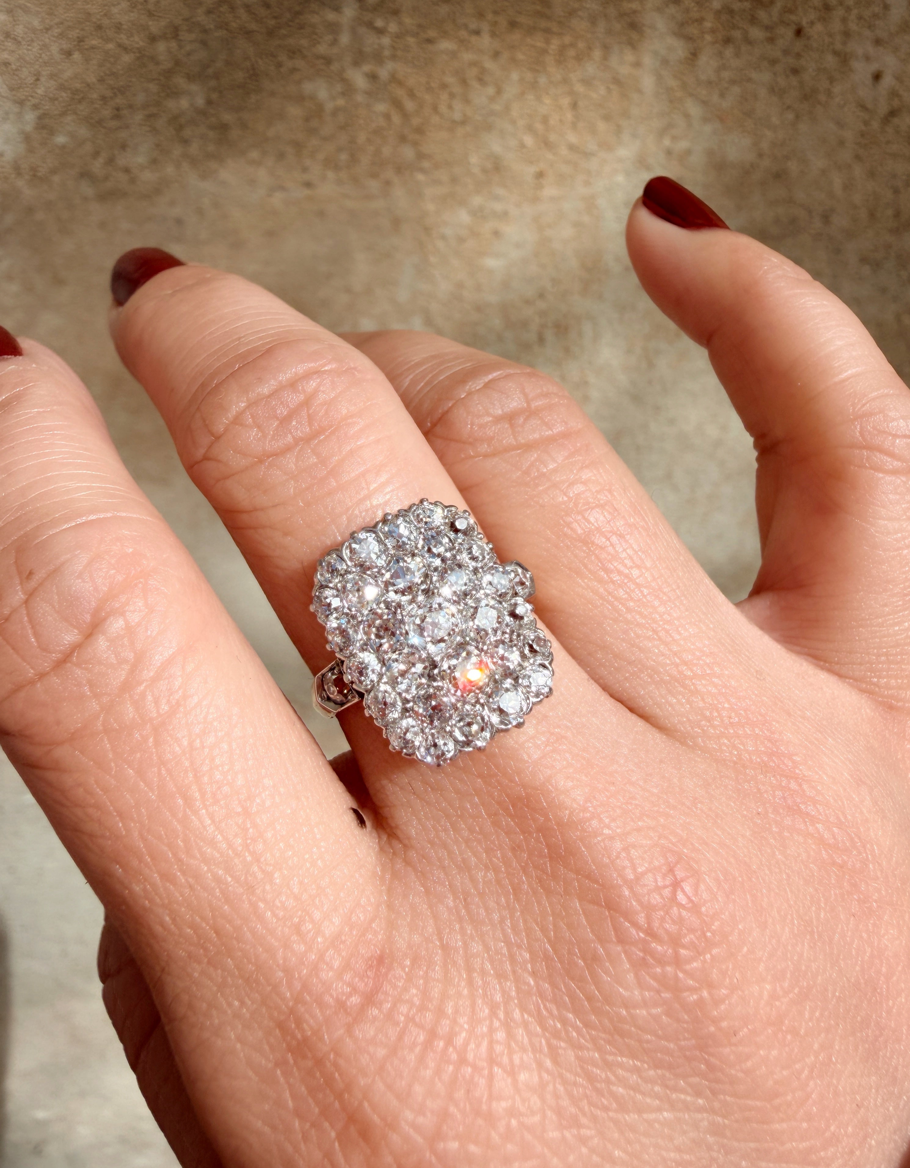Art Deco 18K gold old mine cut diamond ring