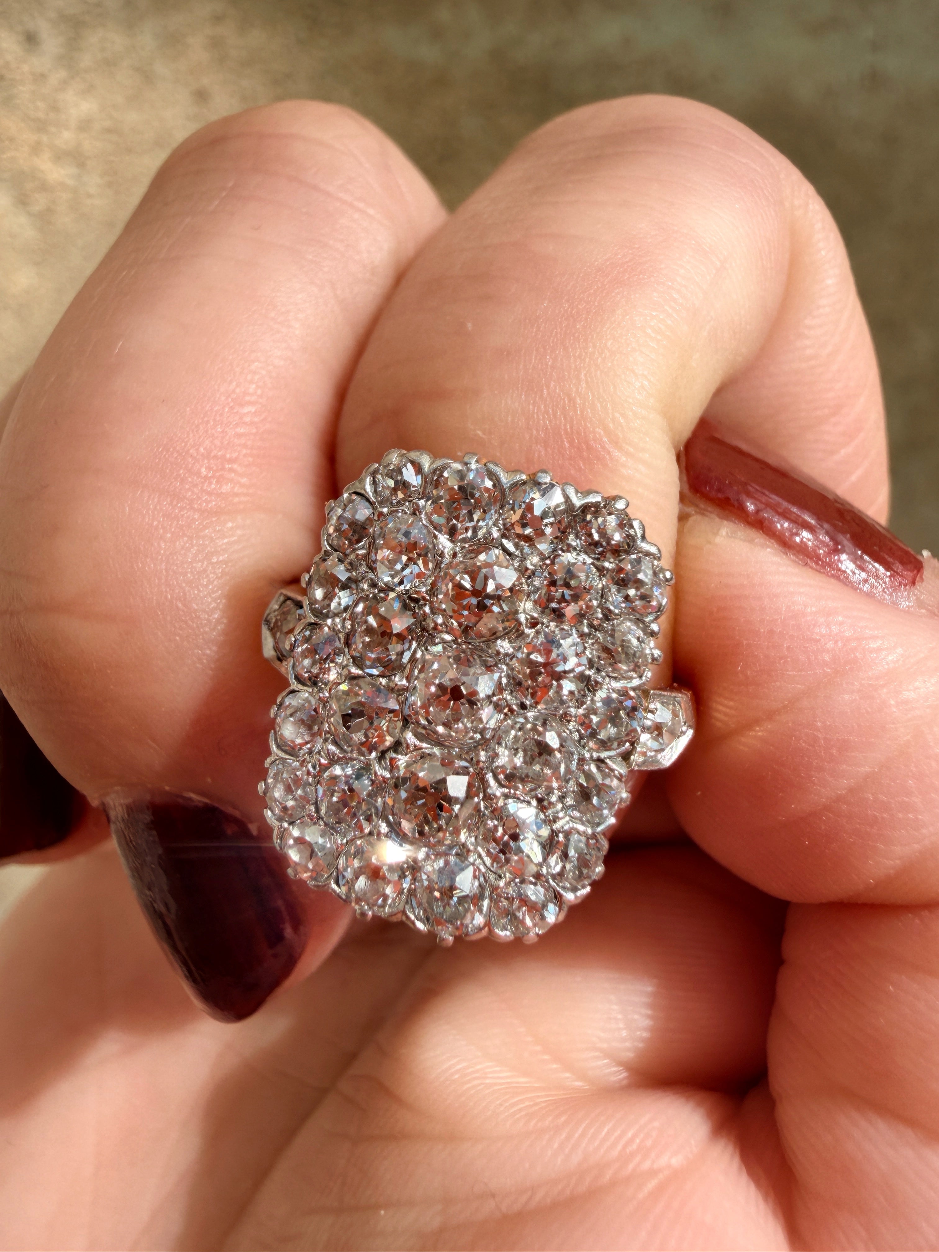 Art Deco 18K gold old mine cut diamond ring