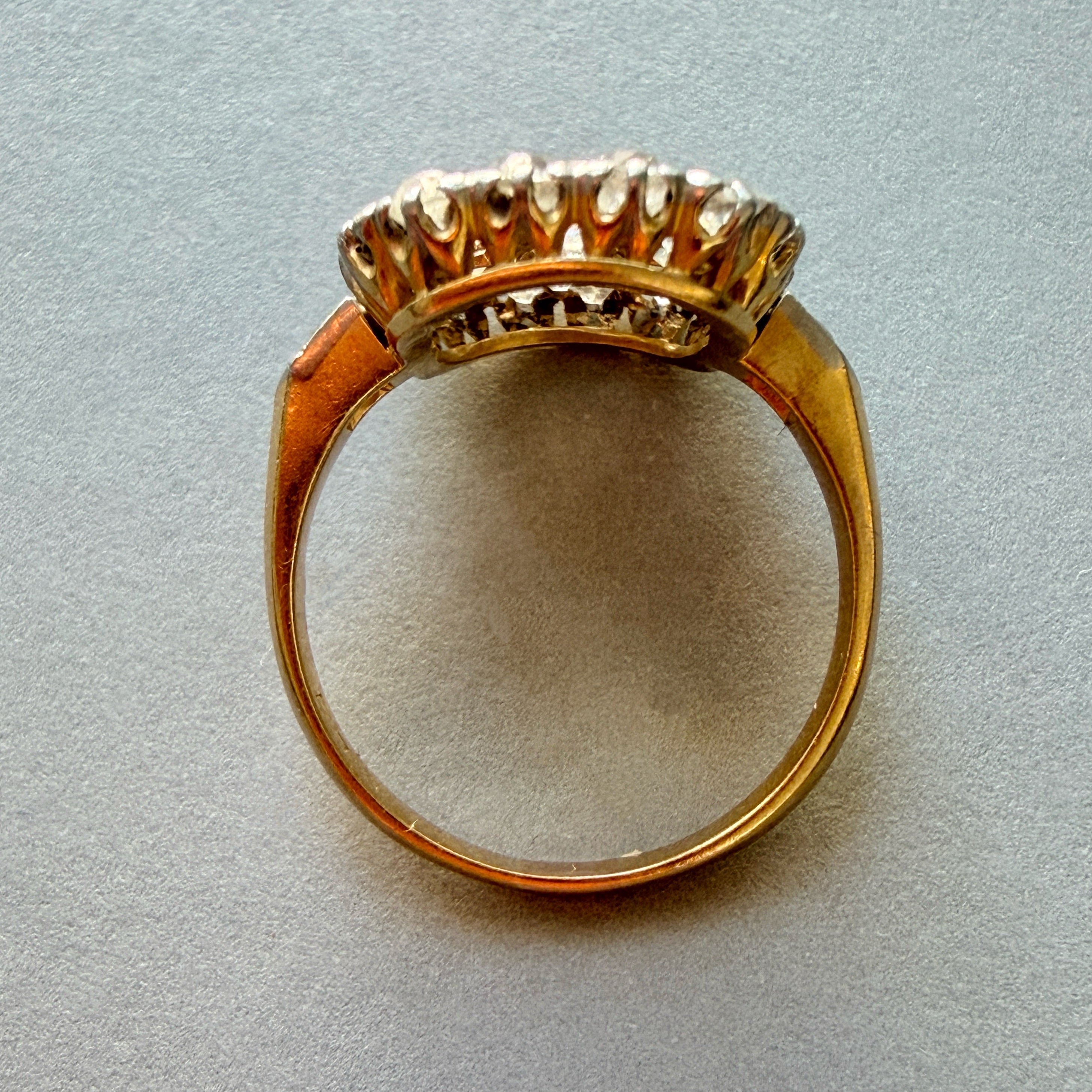 Art Deco 18K gold old mine cut diamond ring