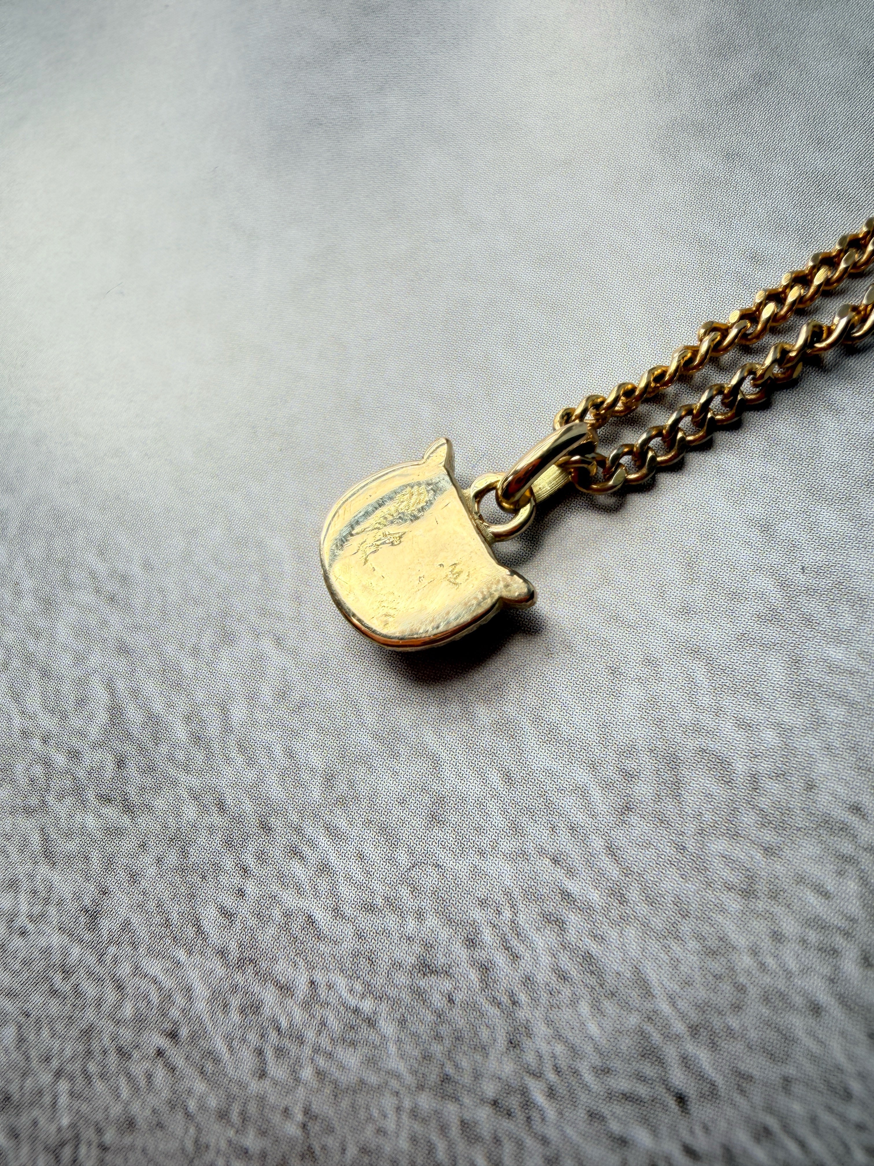 Antique 18K yellow gold owl pendant