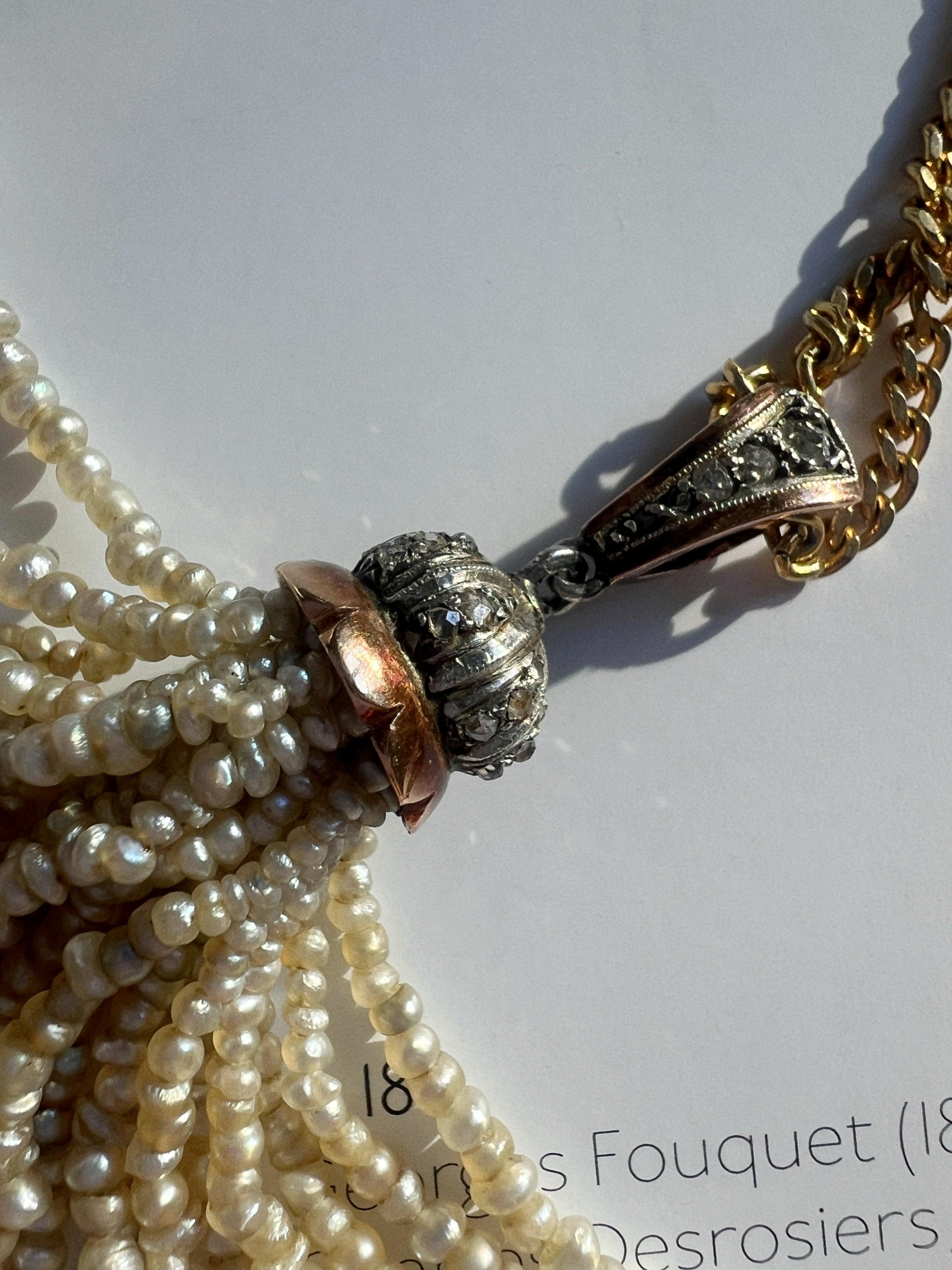 Art Deco era platinum diamond pearl tassel pendant - Curiously timeless