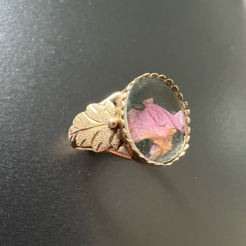 Victorian era 14k gold secret box floral ring