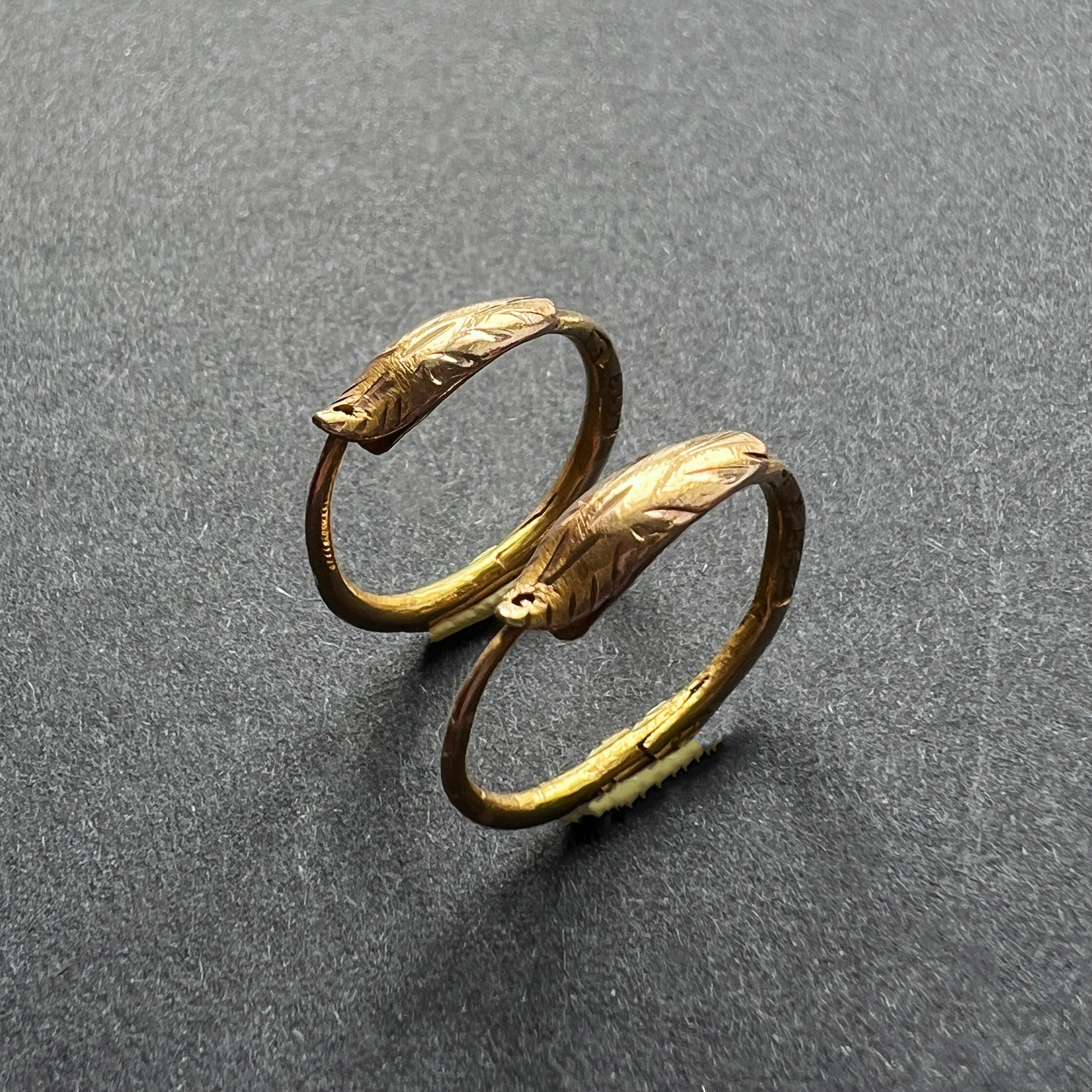 Rare Antique 18K gold ouroboros snake earrings - Curiously timeless