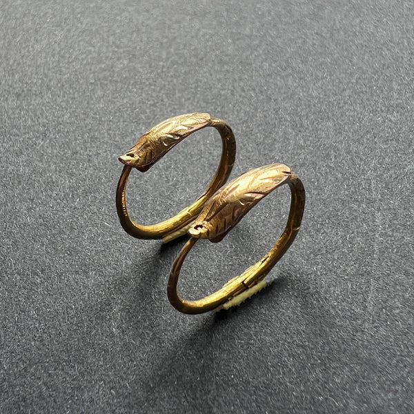 Rare Antique 18K gold ouroboros snake earrings - Curiously timeless