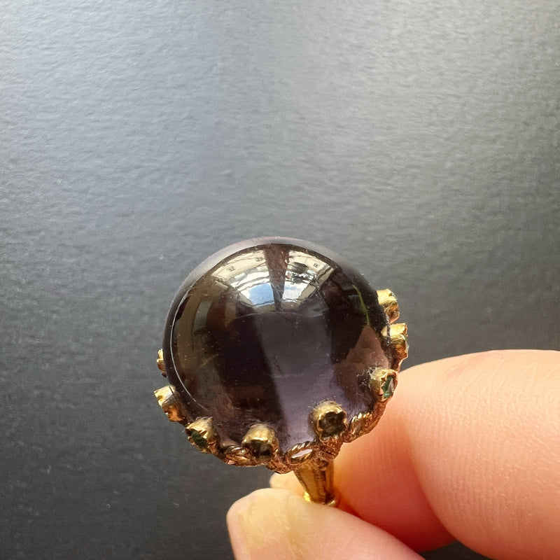 Victorian era 18K gold amethyst emeralds orb pendant