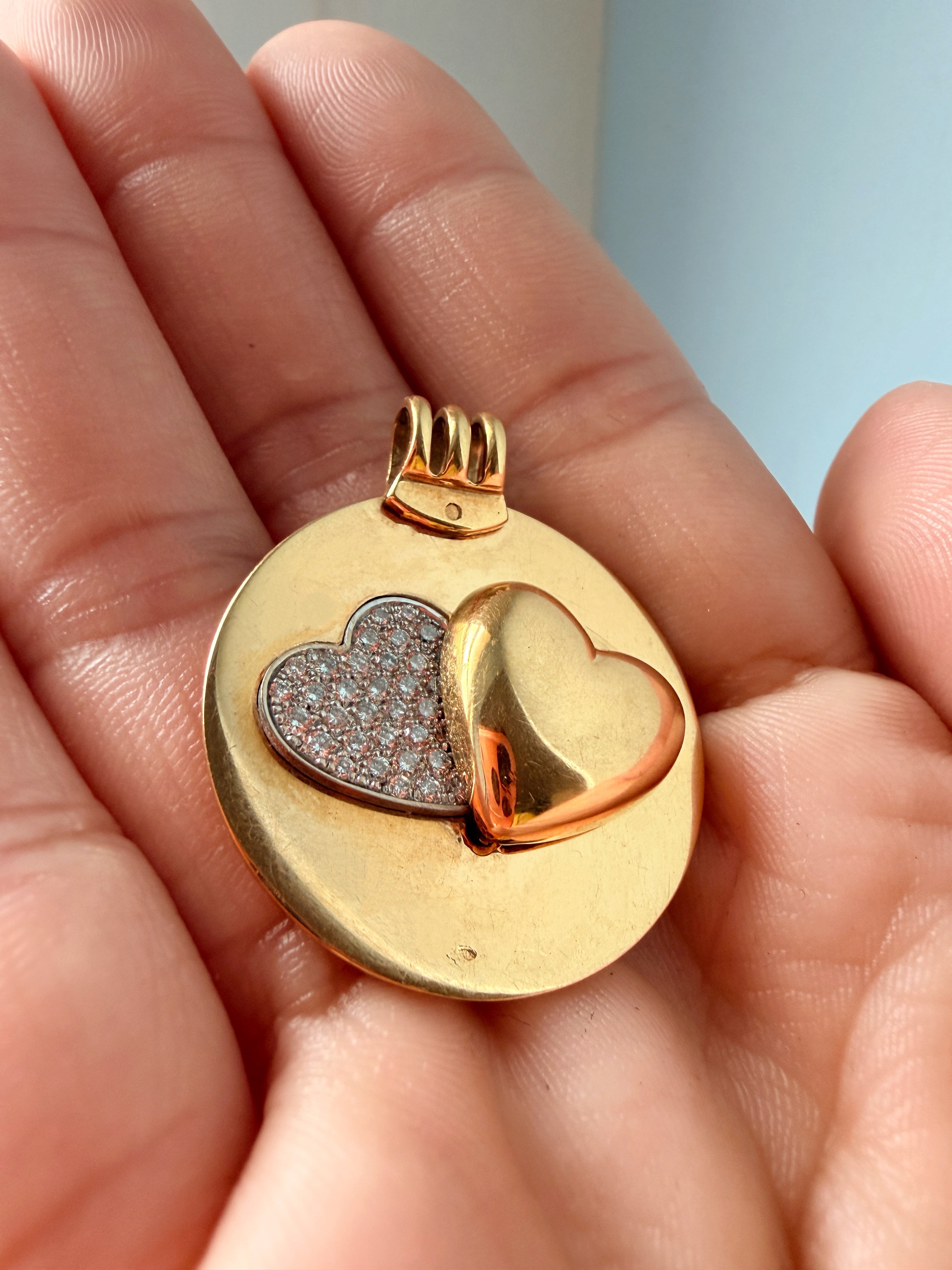 Mauboussin Paris Vintage 18K Gold Swinging diamond Heart Pendant