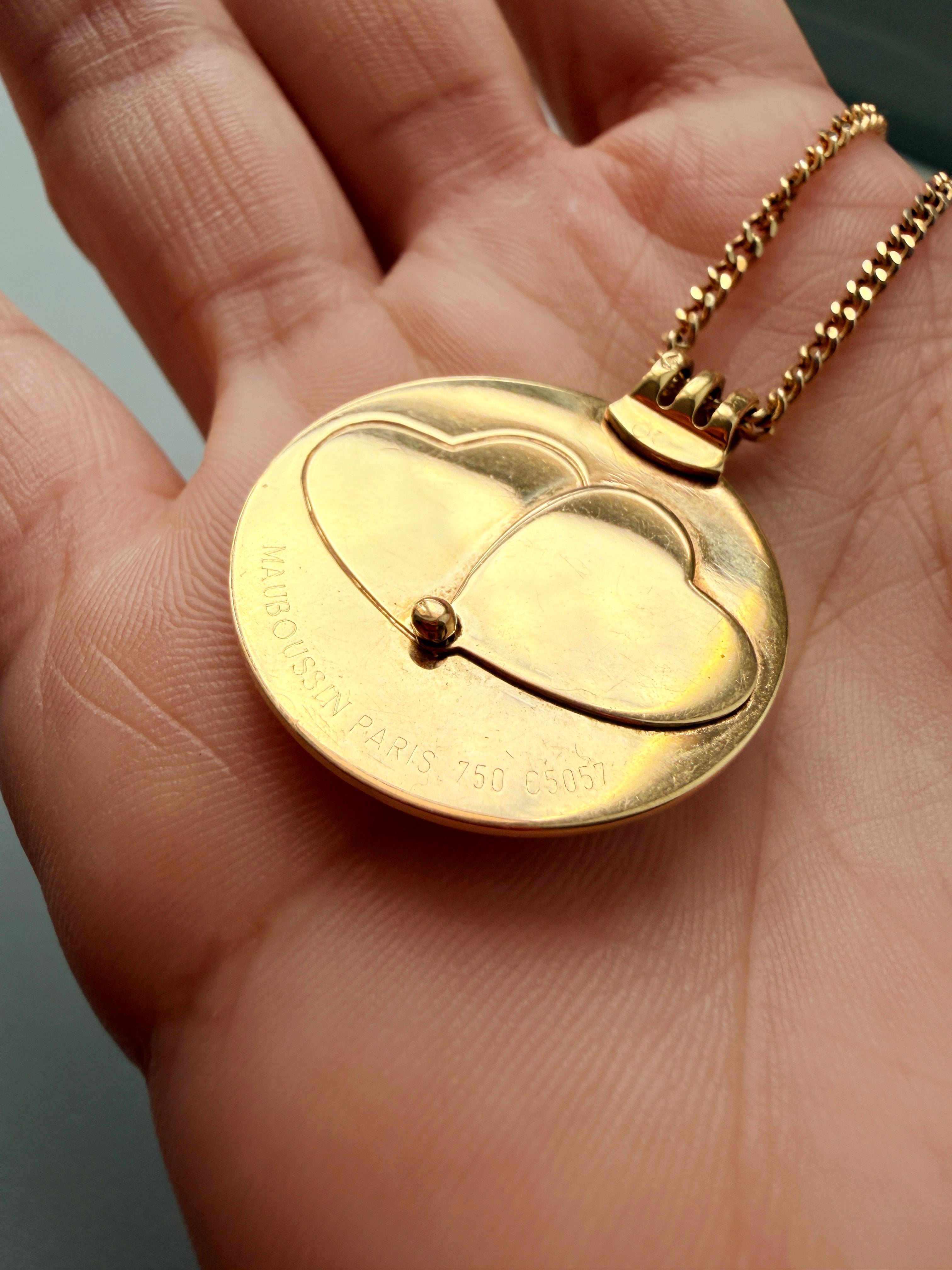 Mauboussin Paris Vintage 18K Gold Swinging diamond Heart Pendant