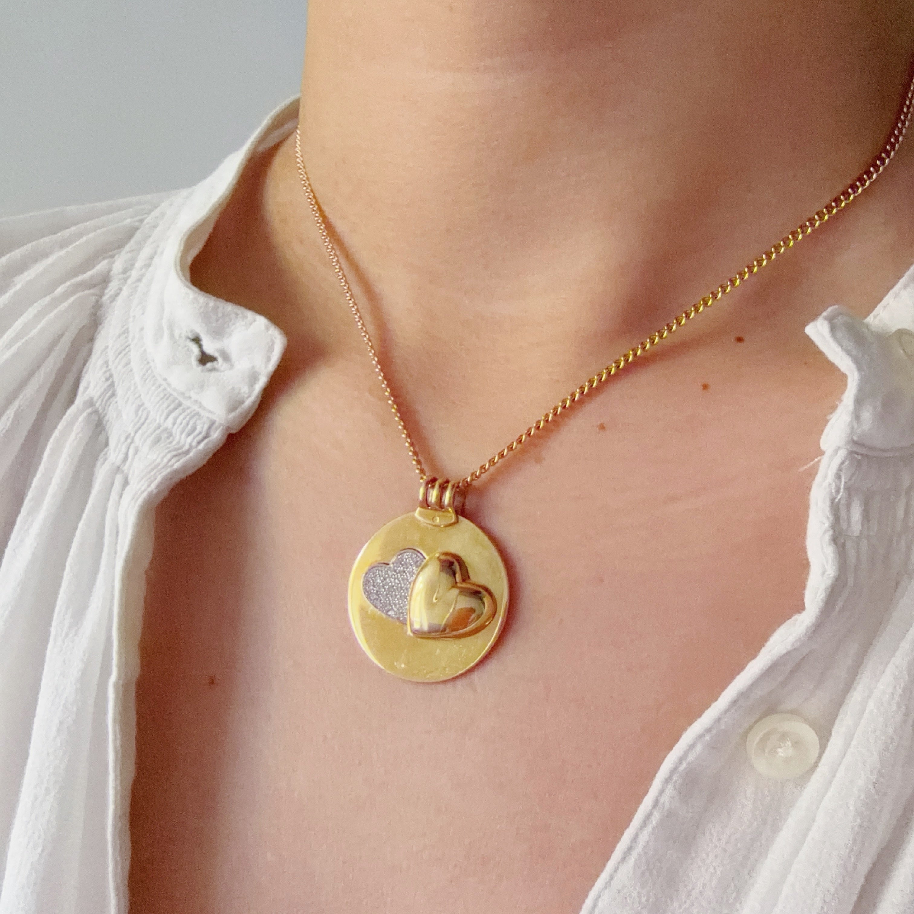 Mauboussin Paris Vintage 18K Gold Swinging diamond Heart Pendant