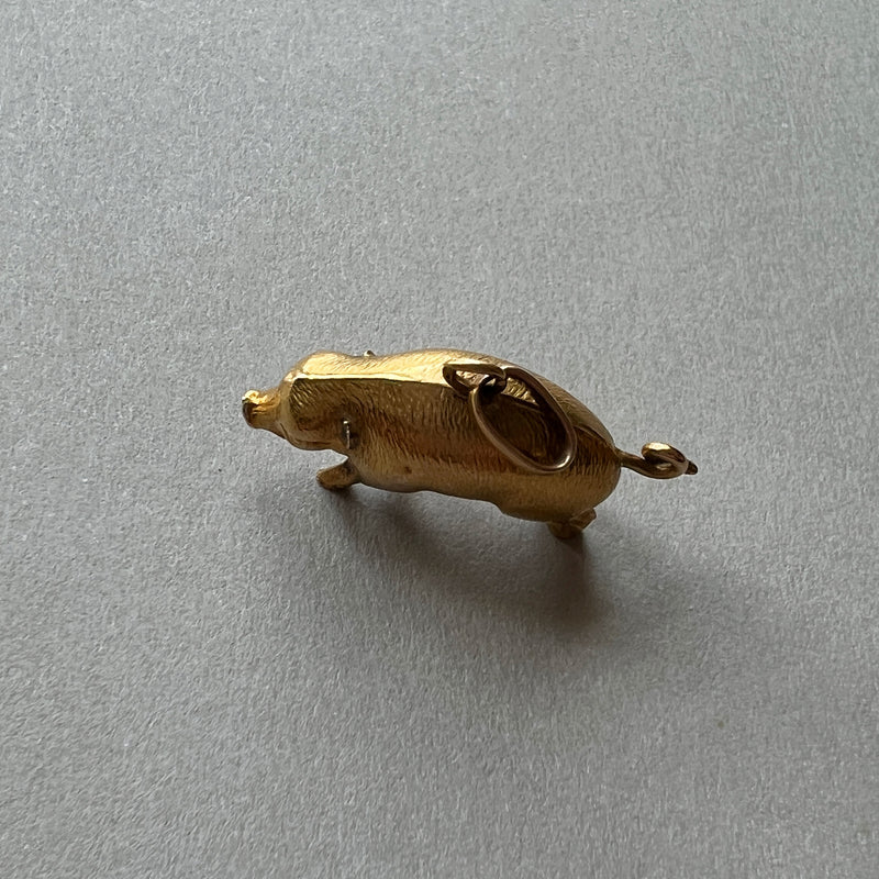 Antique 18K gold pig charm pendant