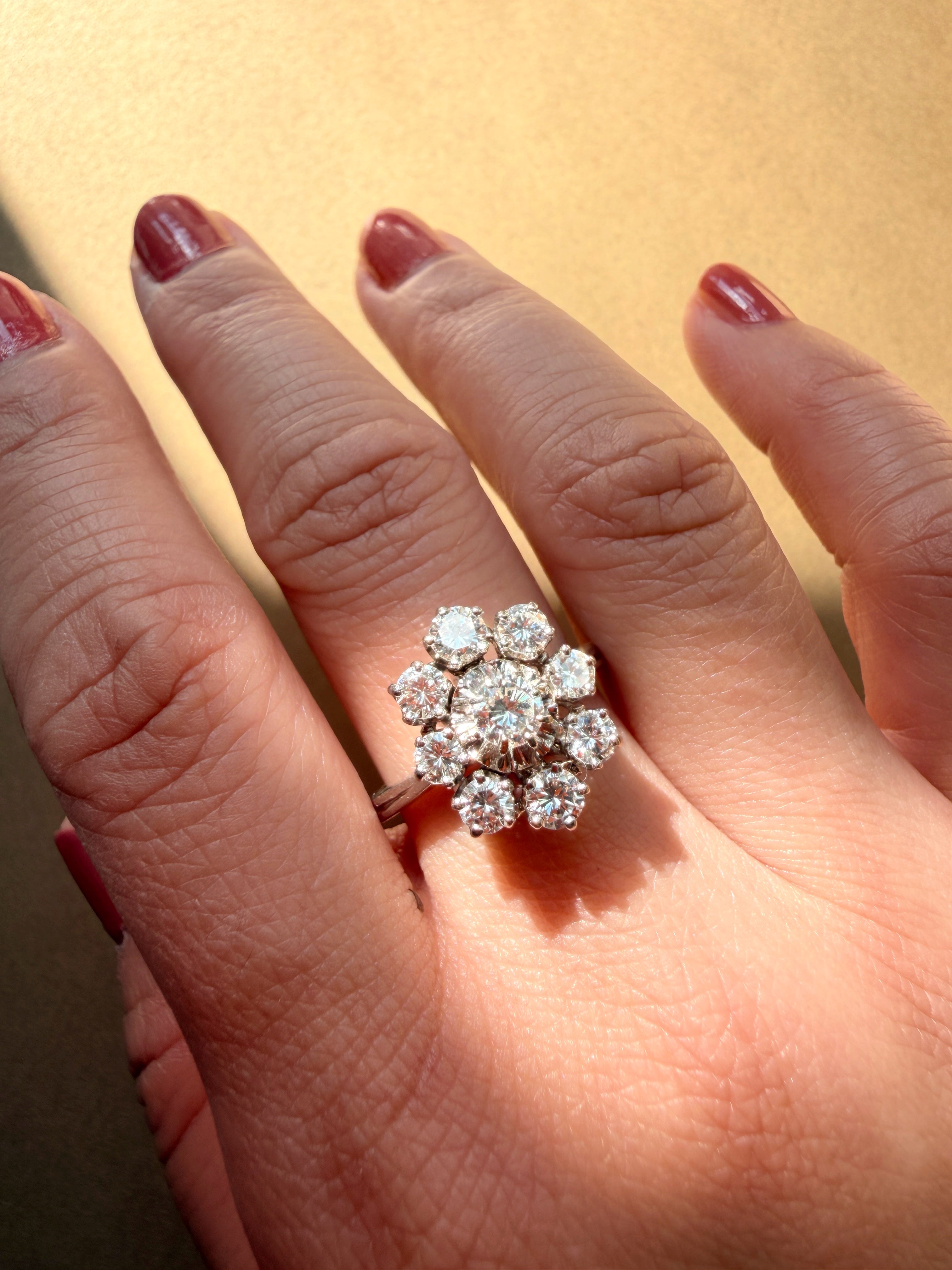 French Vintage 18K white gold 1.25ct diamond ring
