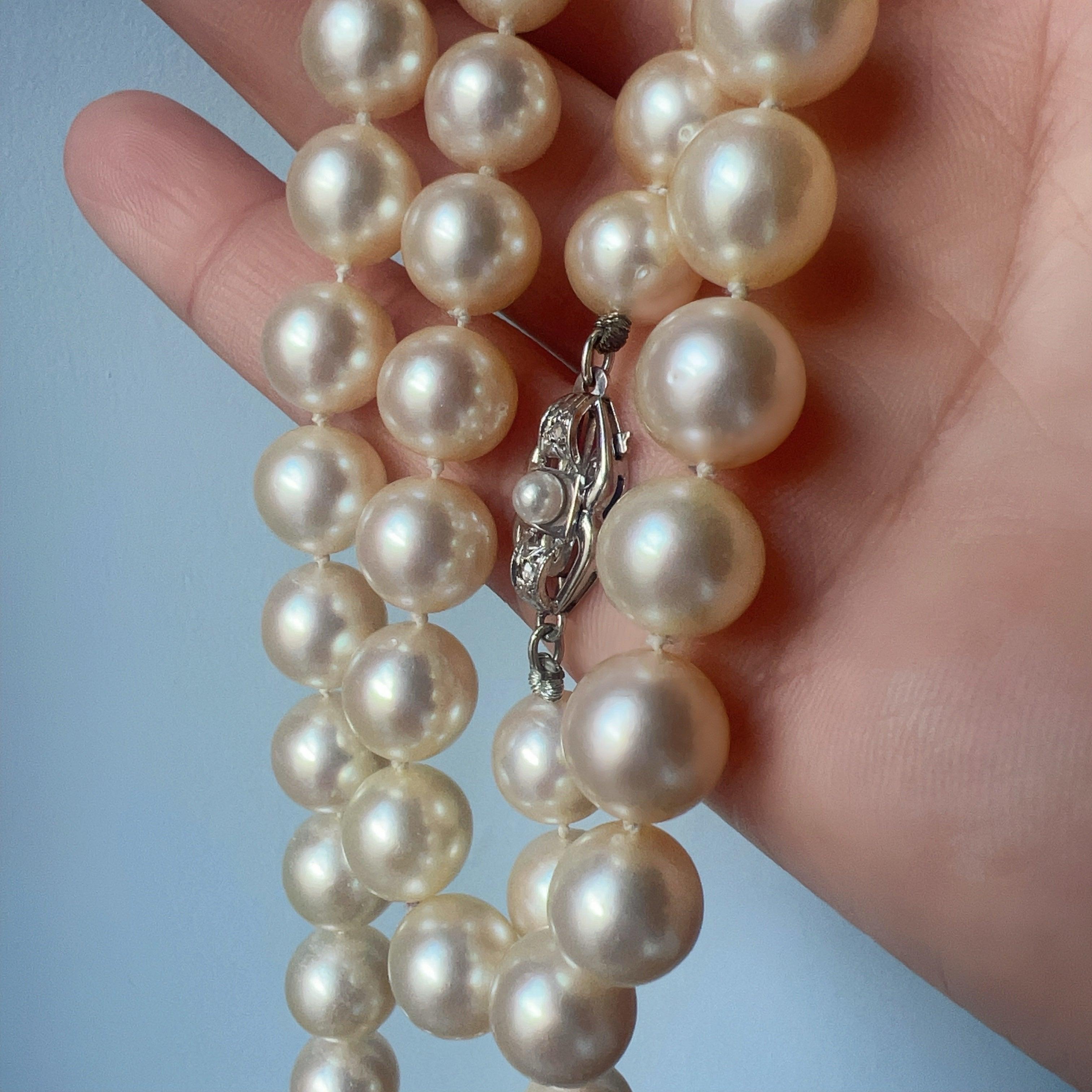 French Vintage 18K gold Akoya pearl necklace - Curiously timeless