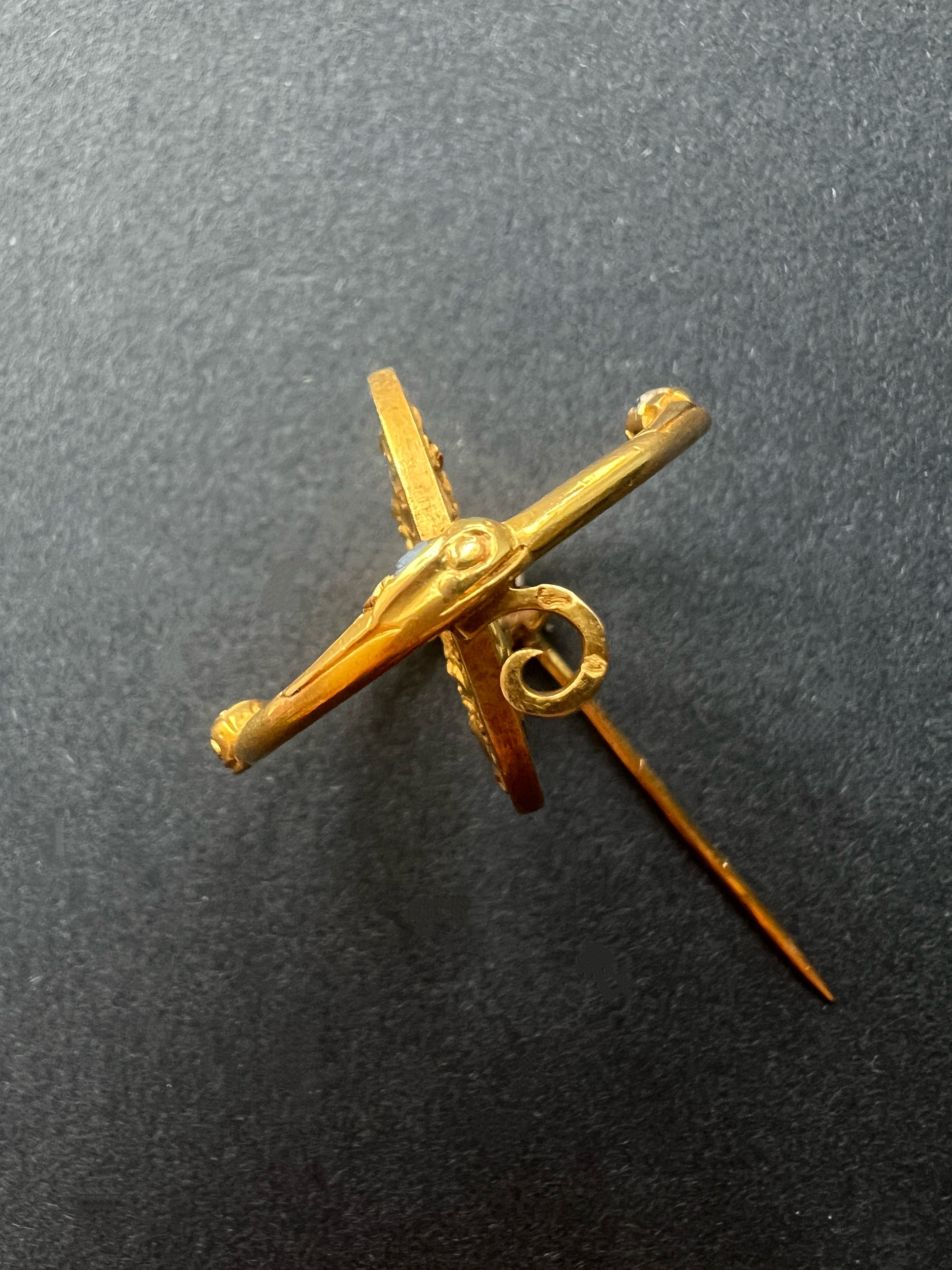 Victorian 18K gold double sided cherub cupid snake brooch