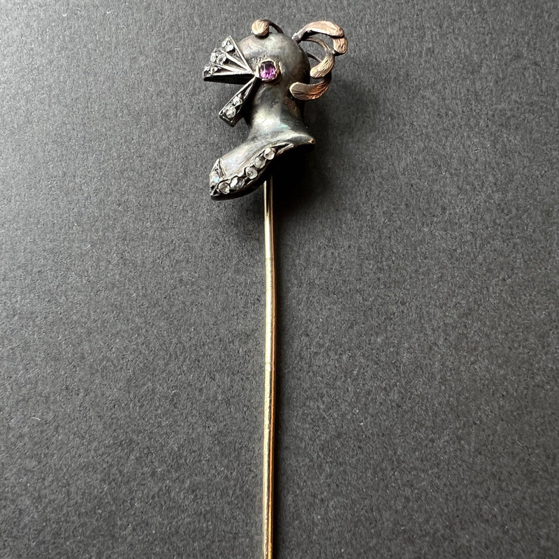 Victorian era 18K gold and silver soldier stick pin - Curiously timeless