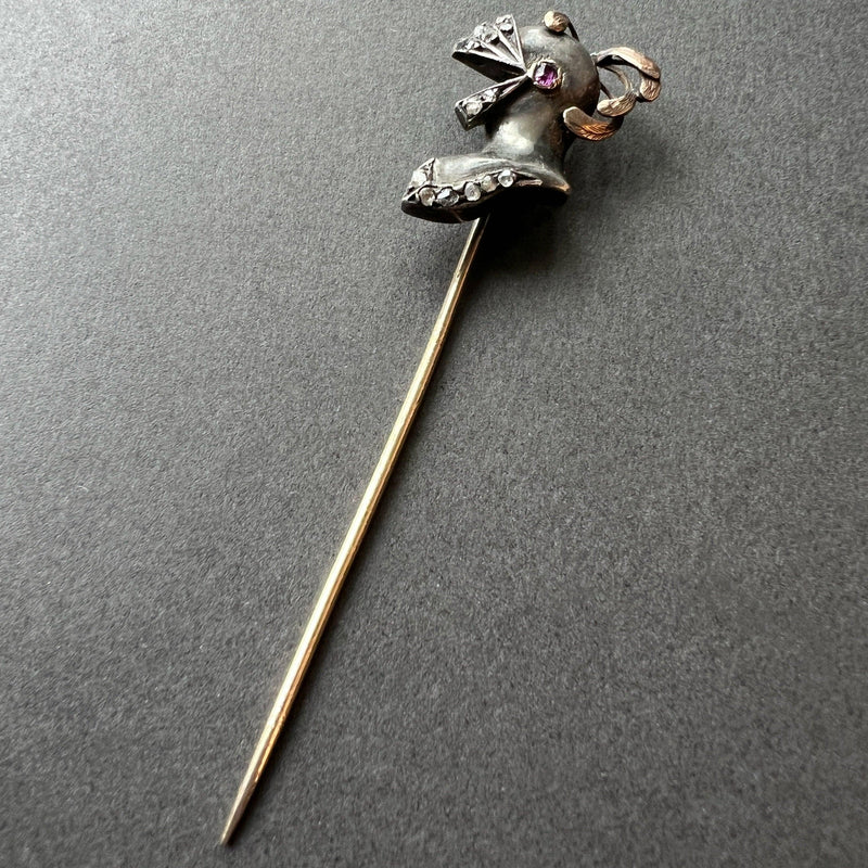 Victorian era 18K gold and silver soldier stick pin - Curiously timeless