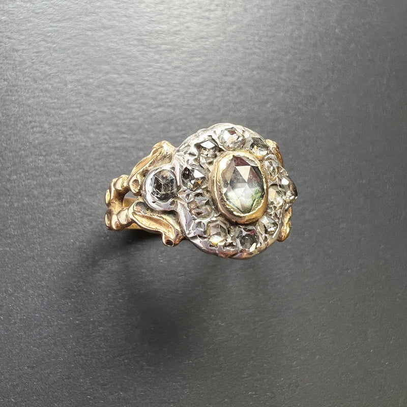 Georgian era 18K gold rose cut diamond cluster ring