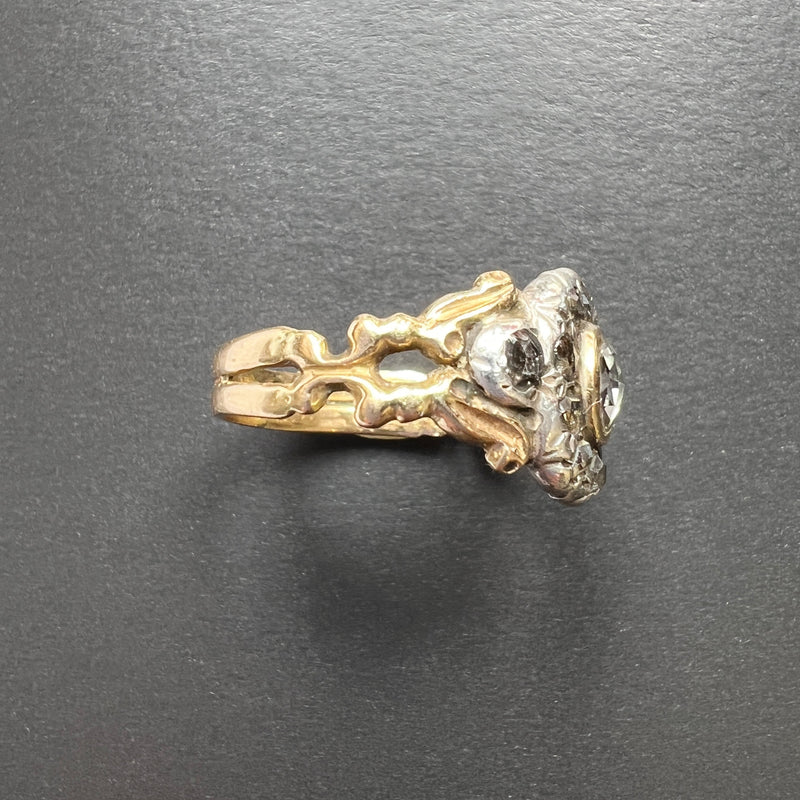 Georgian era 18K gold rose cut diamond cluster ring