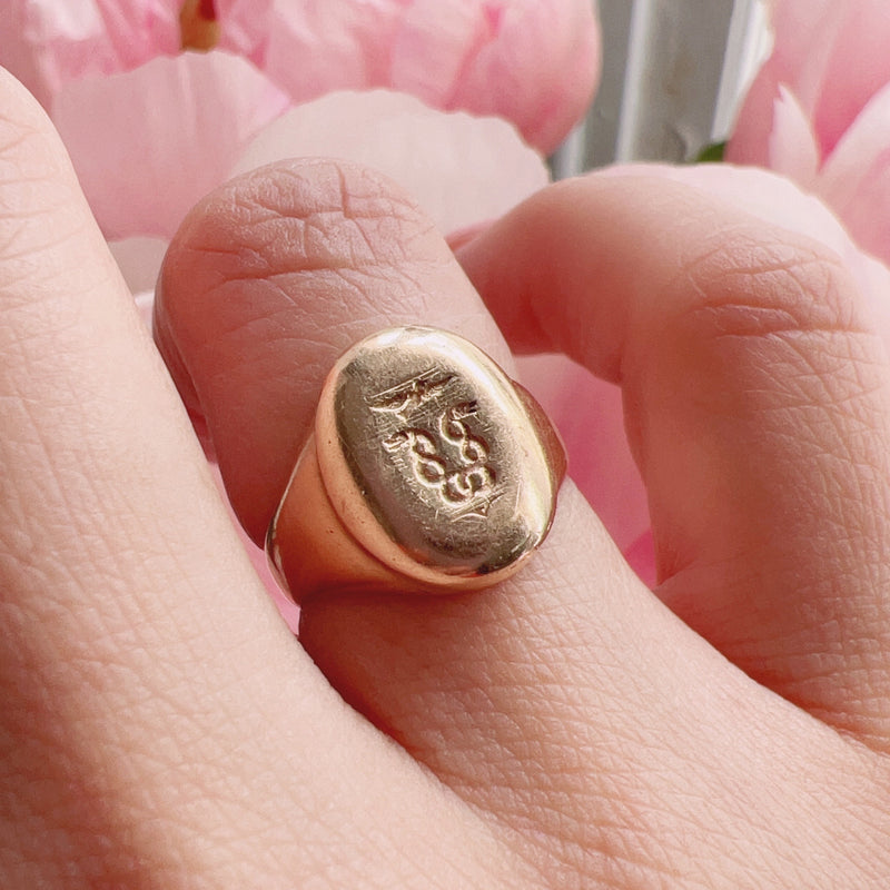 Antique 18K gold snakes and eagle signet ring