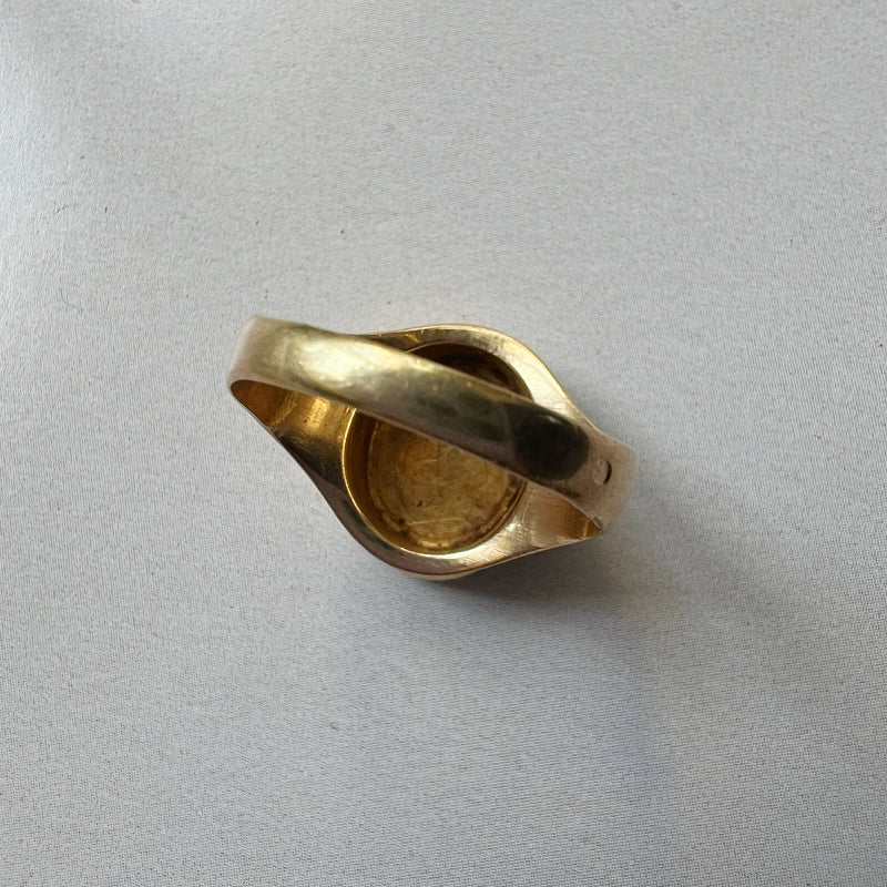 Antique 18K gold snakes and eagle signet ring