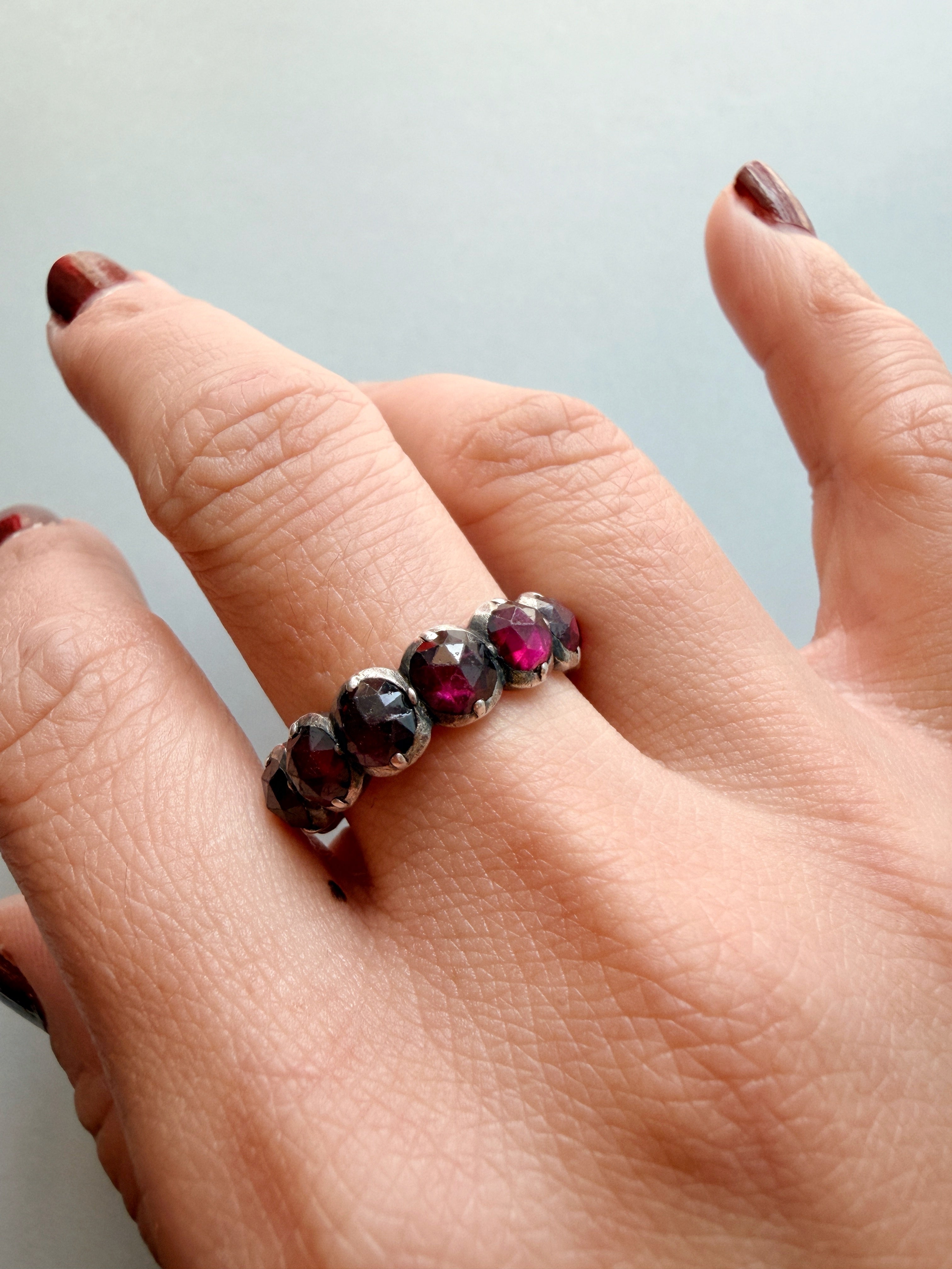 Georgian Era 14k gold Garnet Eternity Ring