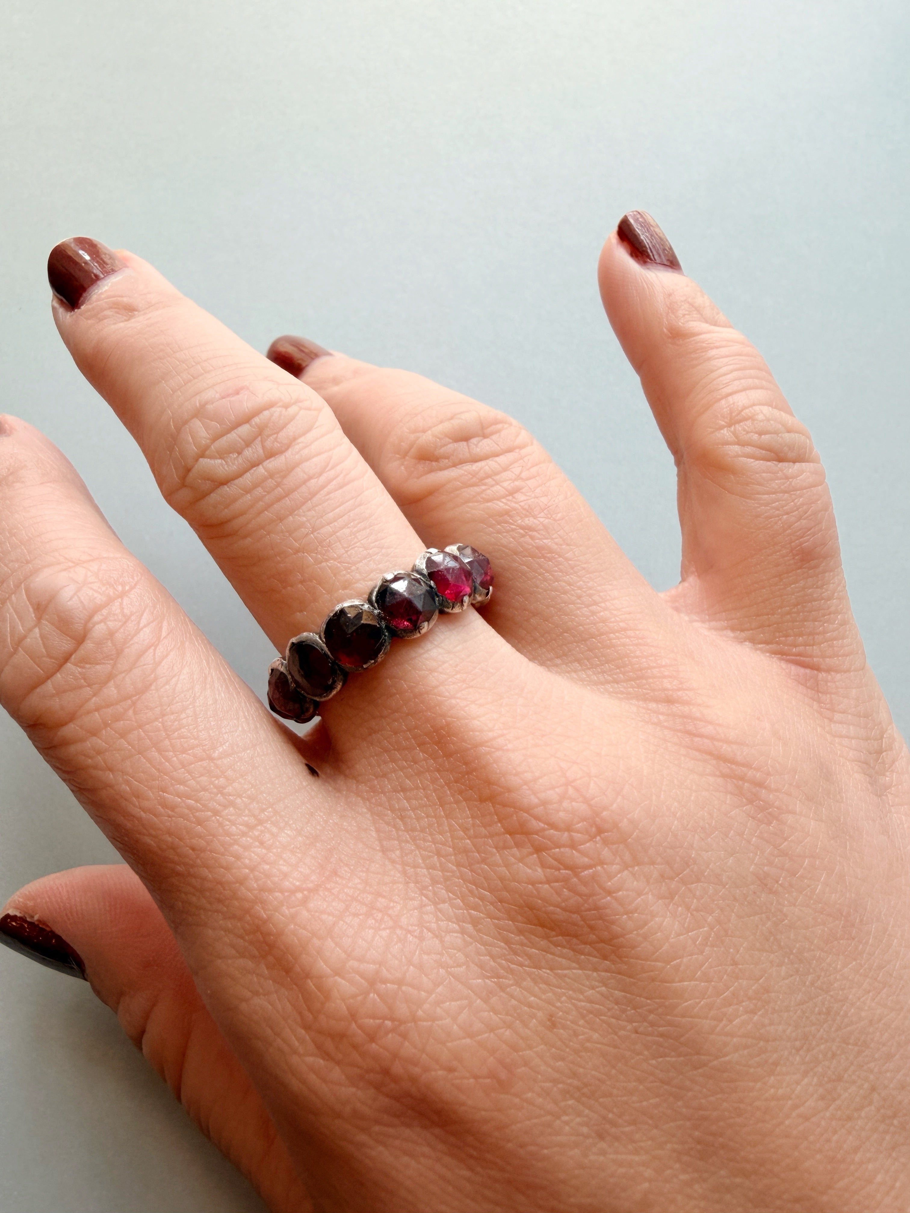 Georgian Era 14k gold Garnet Eternity Ring