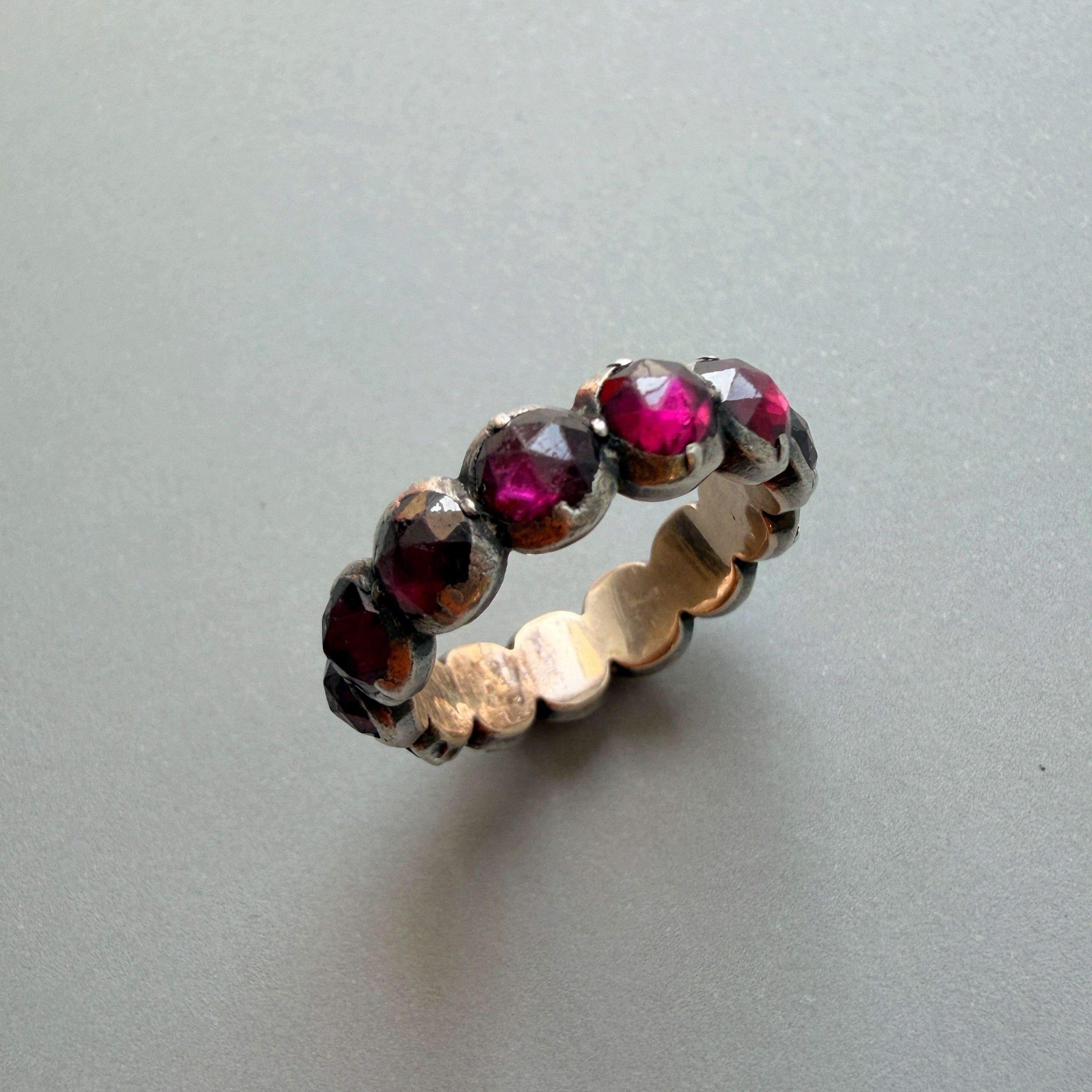 Georgian Era 14k gold Garnet Eternity Ring
