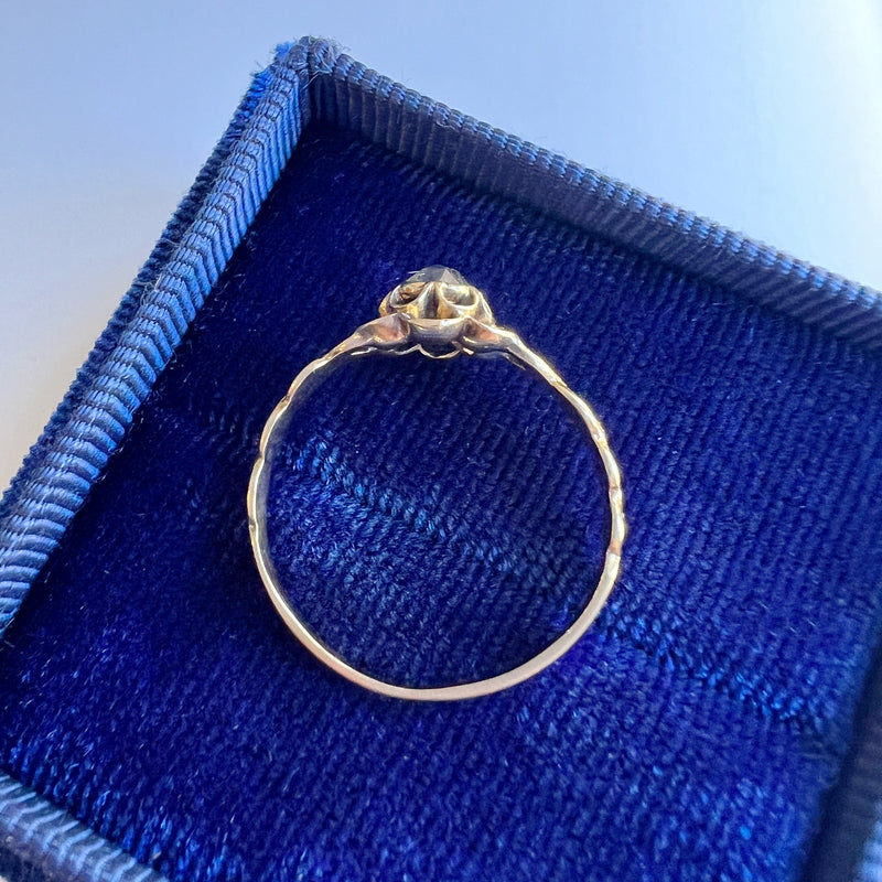 Victorian era 18K gold rose cut diamond rose flower ring