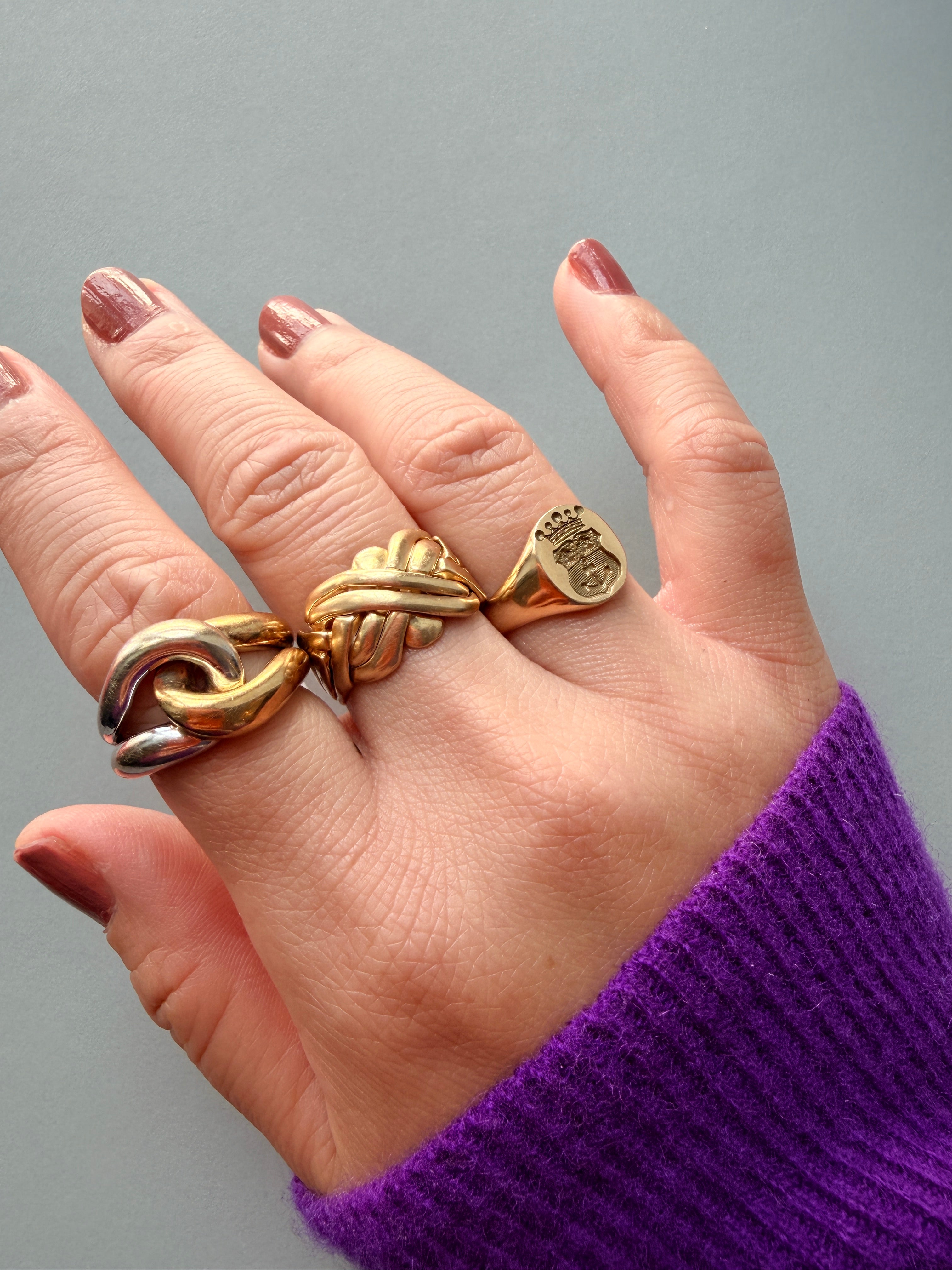 Vintage retro 18K yellow woven gold band ring