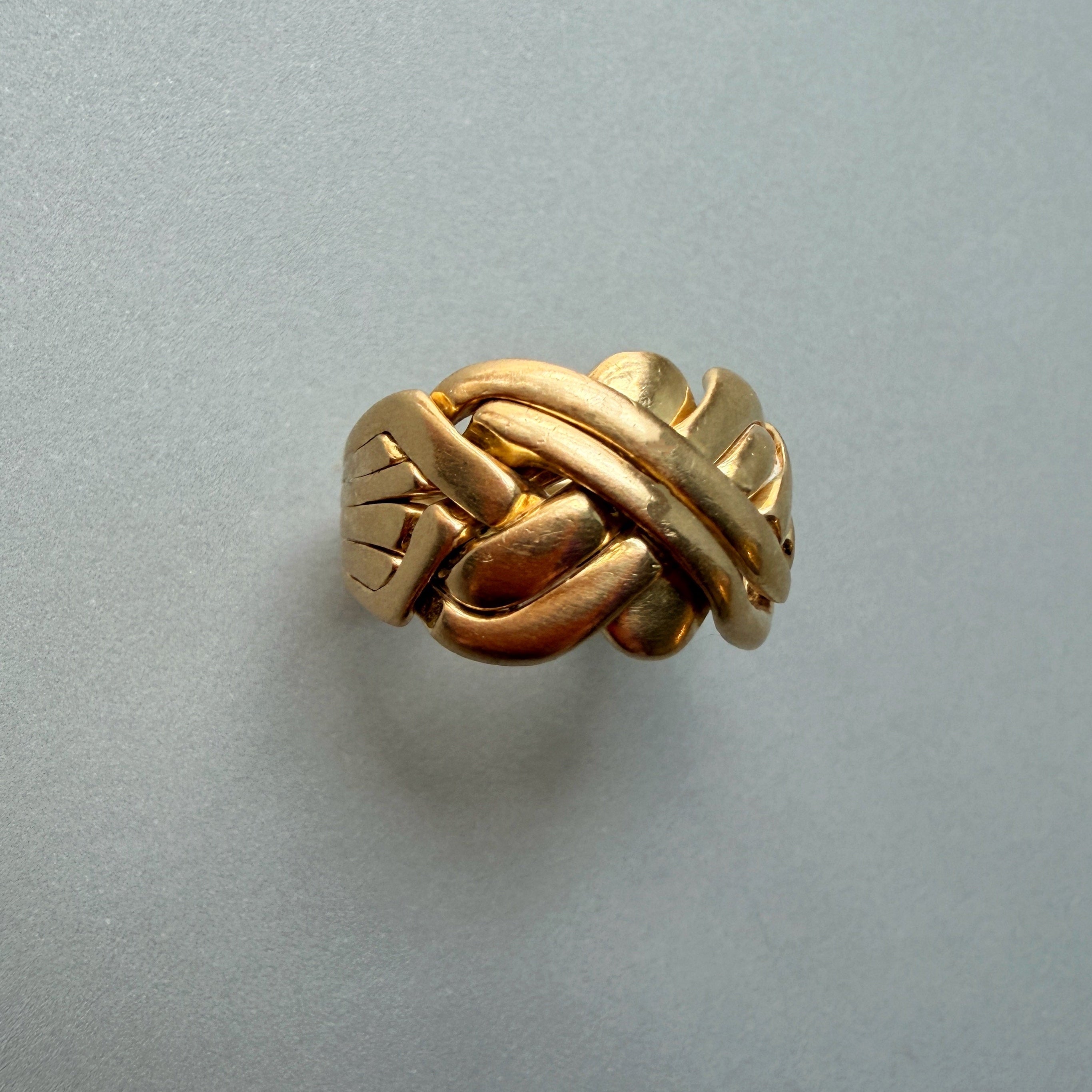 Vintage retro 18K yellow woven gold band ring