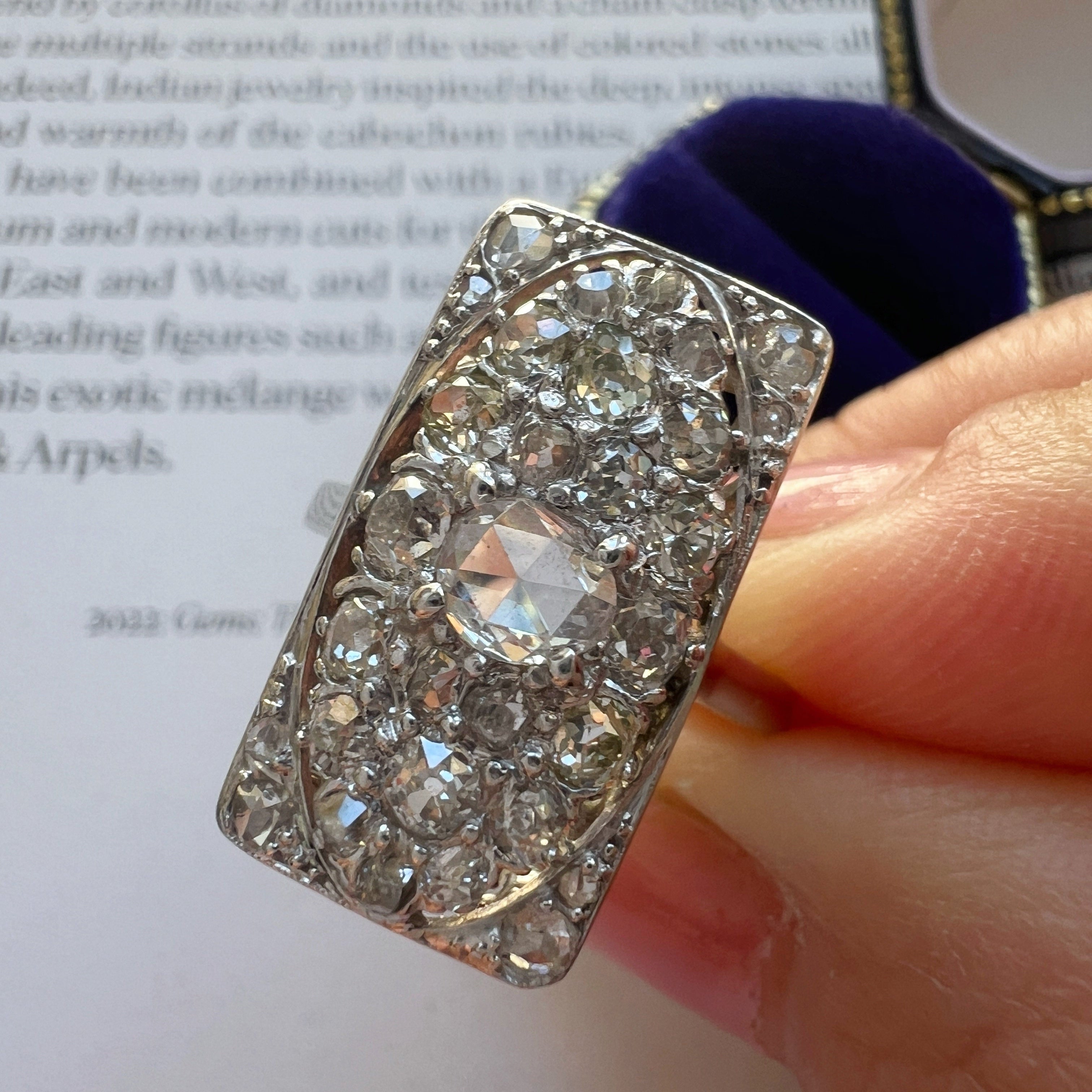 Art Deco French 18K White Gold 2ct antique Diamond Ring