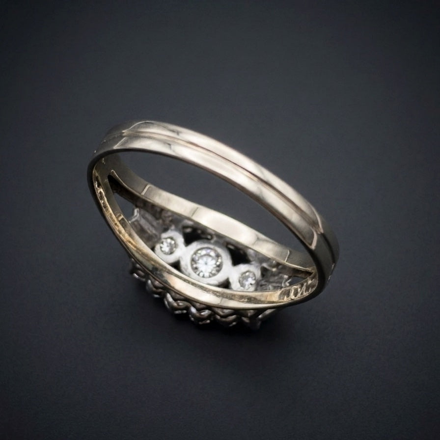French vintage 18K white gold 2.8ct old cut diamond ring