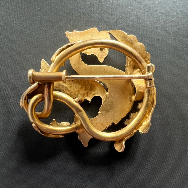 Art Nouveau era French 18K gold chimera brooch