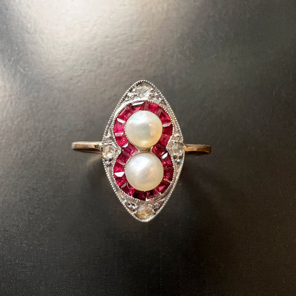 Art Deco ruby diamond ring