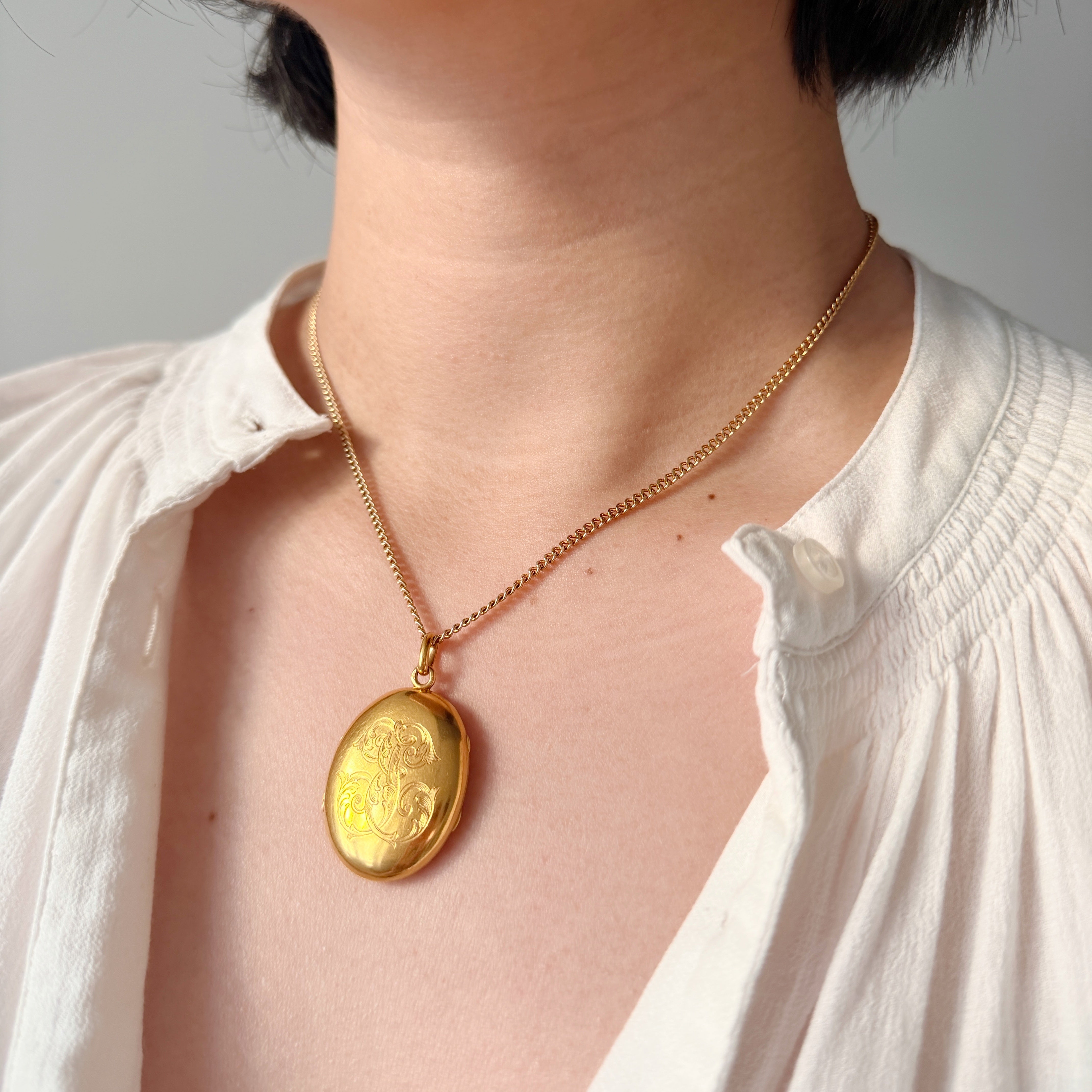 Art Nouveau era 18K Gold “E” and “J” Locket Pendant