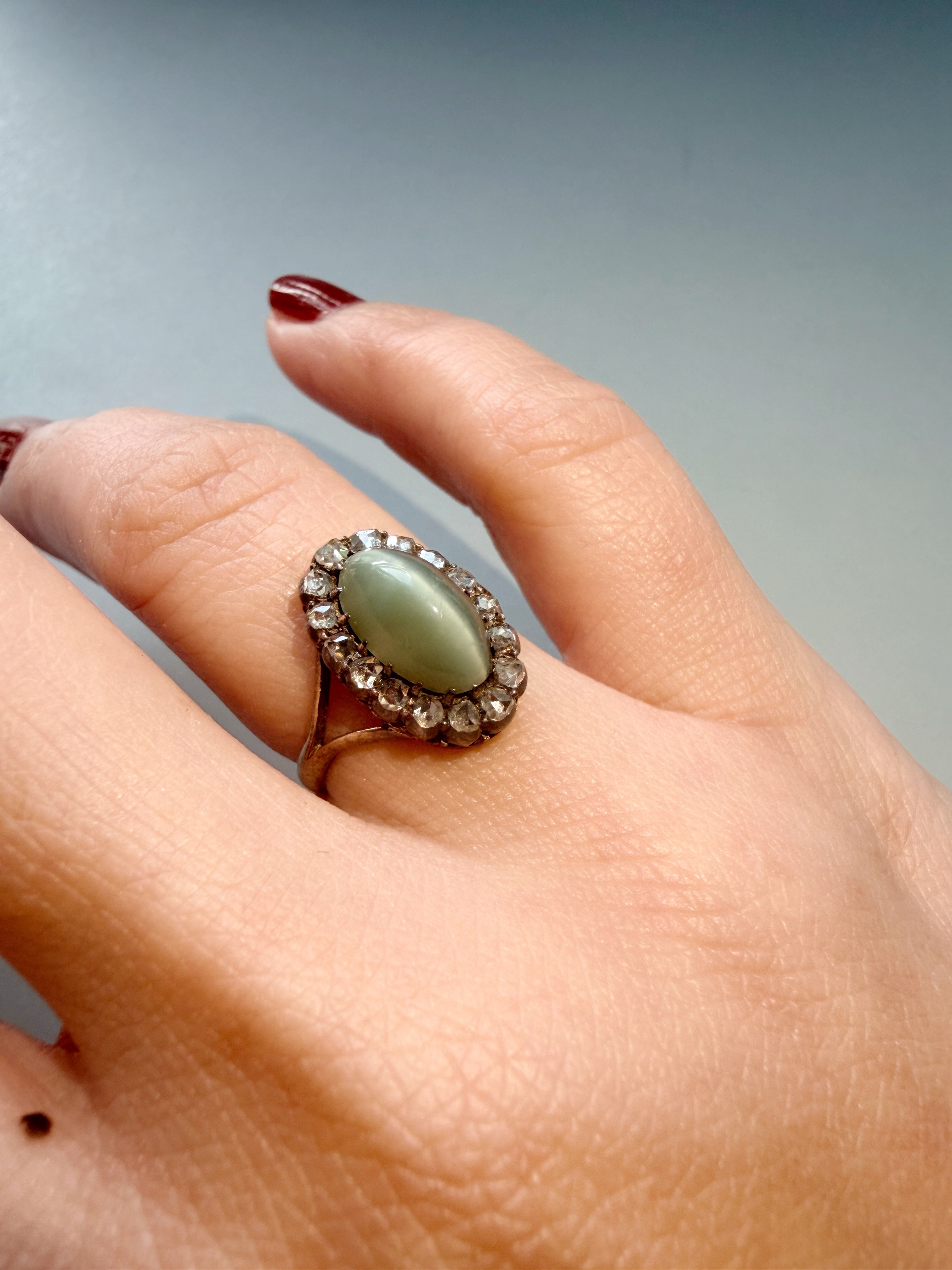 Victorian era 18K gold Cat’s Eye Diamond Ring