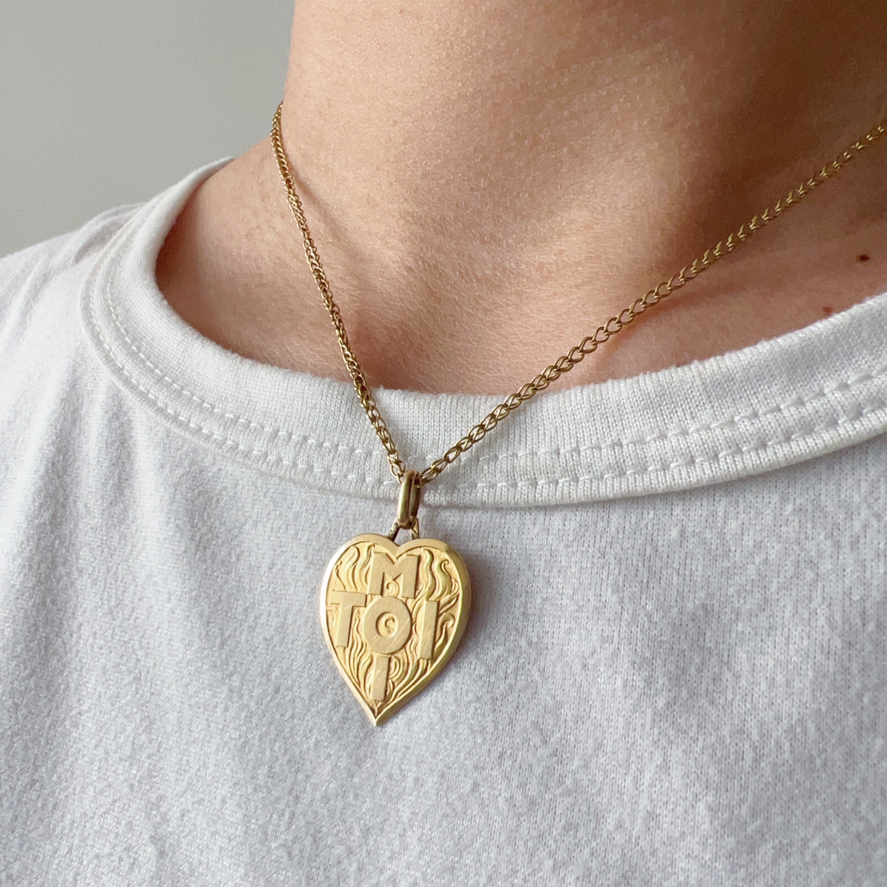 French Vintage 18K gold “Toi & Moi” (You and Me) heart shaped medal
