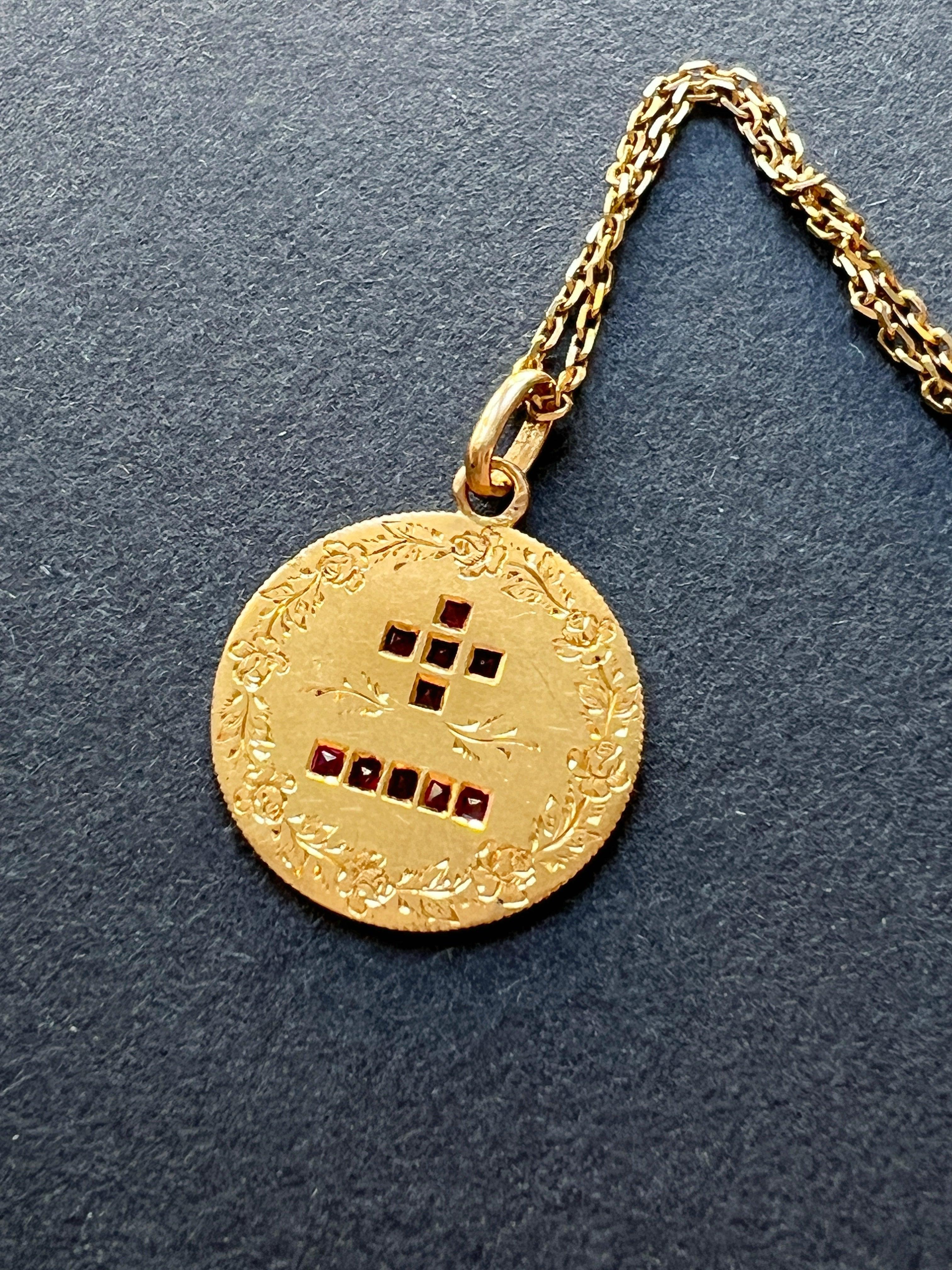 Rare Antique 18K Gold “Today More Than Yesterday, Less Than Tomorrow” Love Medal Pendant - Curiously timeless