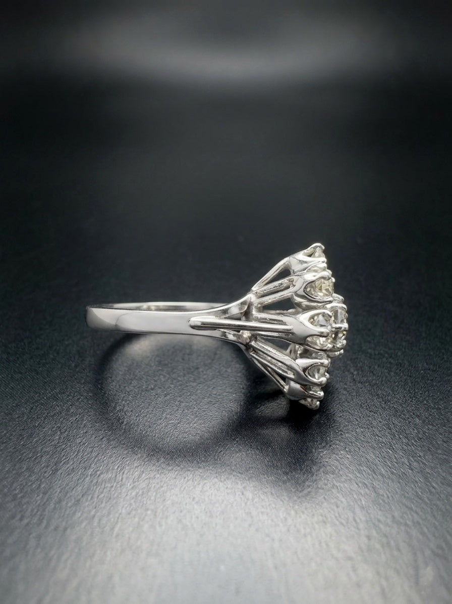 Vintage 18K Gold 2.95cts Old Mine Cut Diamond Cluster Ring
